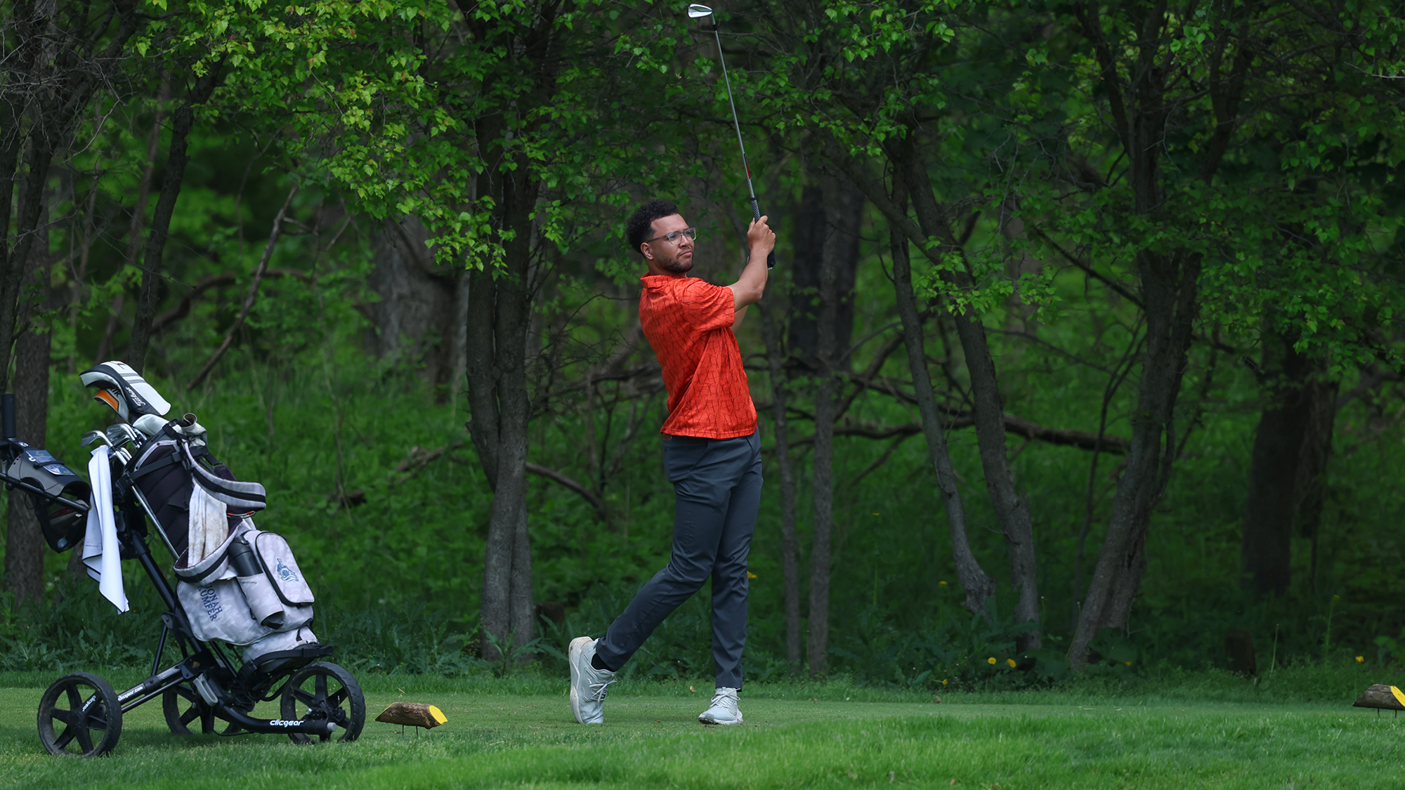 Camron Jones MGOLF swing red polo 2025