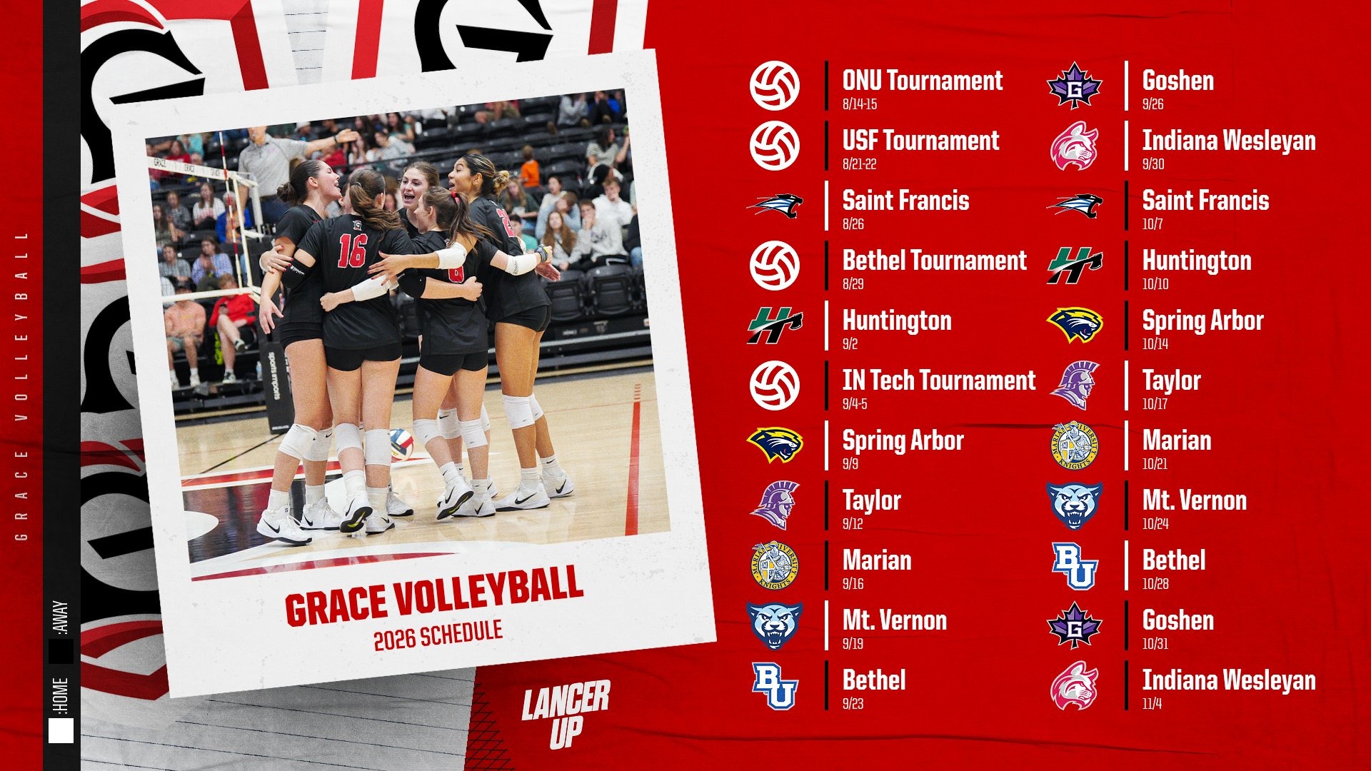 2026 Grace Volleyball schedule