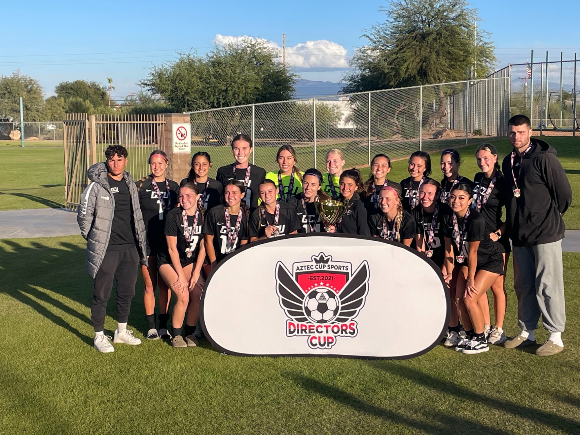 GCU Women's Club Soccer team with trophy at Director's Cup 11-17-24