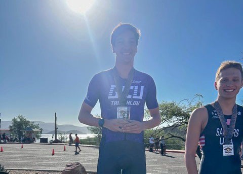 Stephen Garr on podium at Castle Creek Triathlon 10-4-25