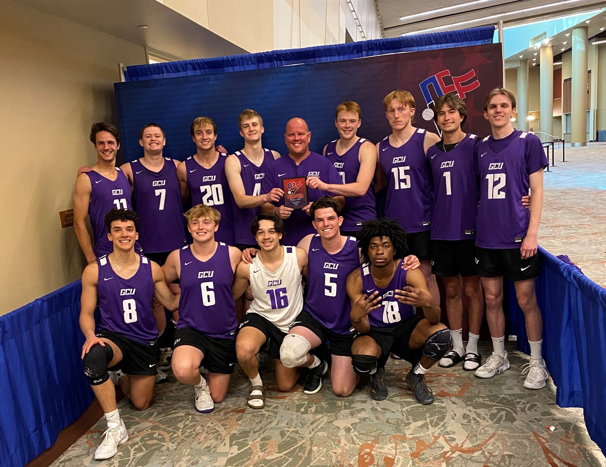GCU Men's Club VB with plaque at NCVF Nationals 4-19-25
