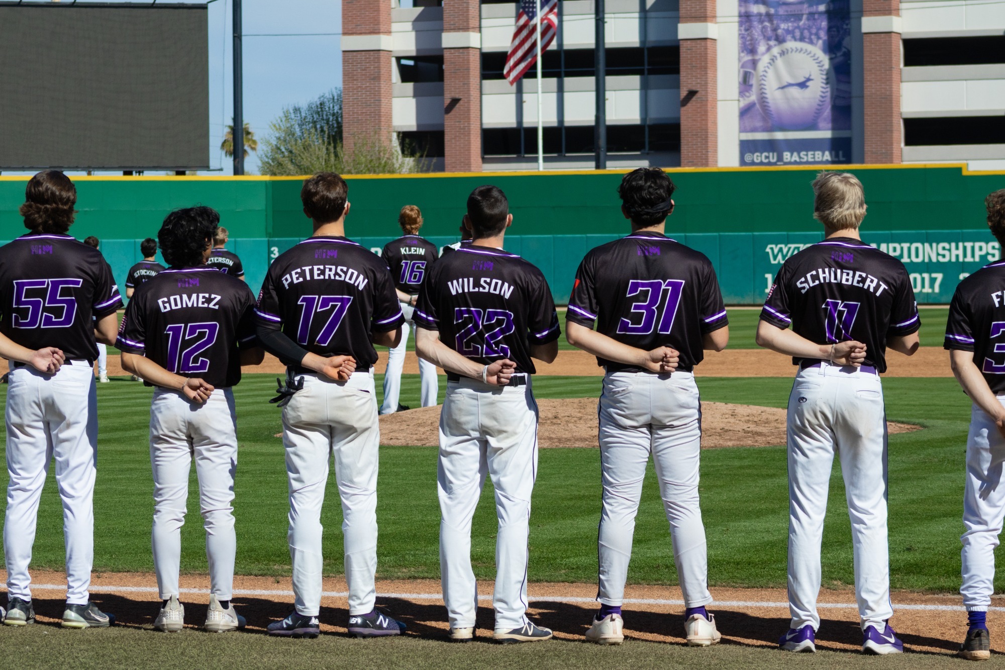 GCU D2 Club Baseball during anthem vs. San Diego 3-22-25