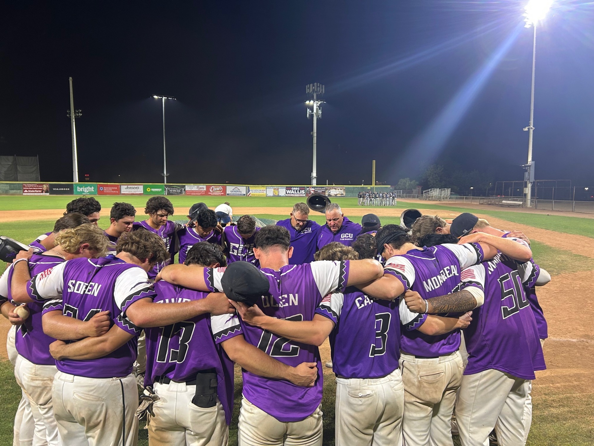 GCU Club Baseball postgame huddle vs. UC Davis 5-10-25