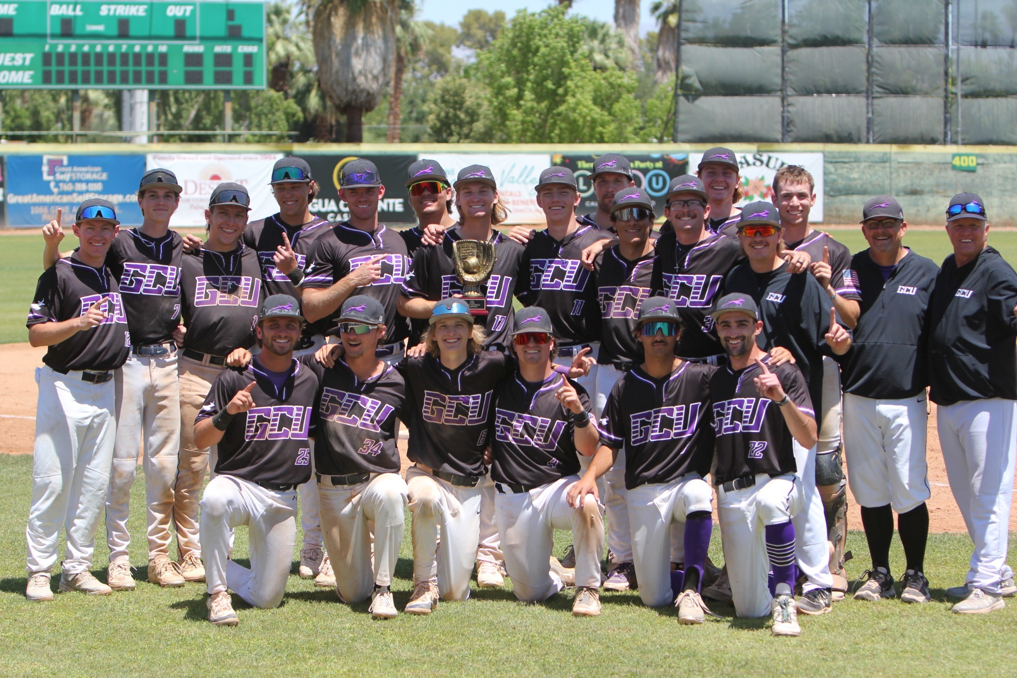 GCU D2 Club Baseball with trophy at Pacific Regionals 5-3-26