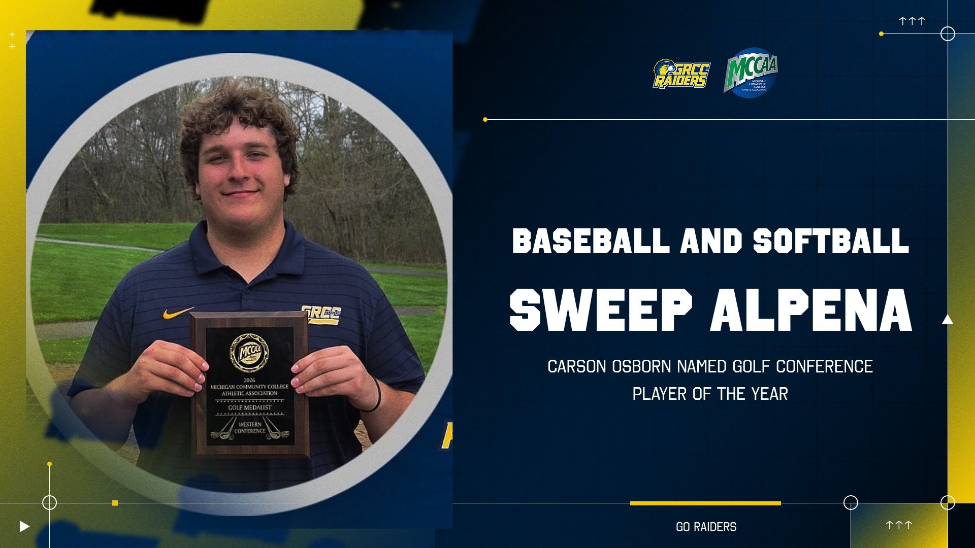 4-24-26 grcc recap, osborn player of the year pic