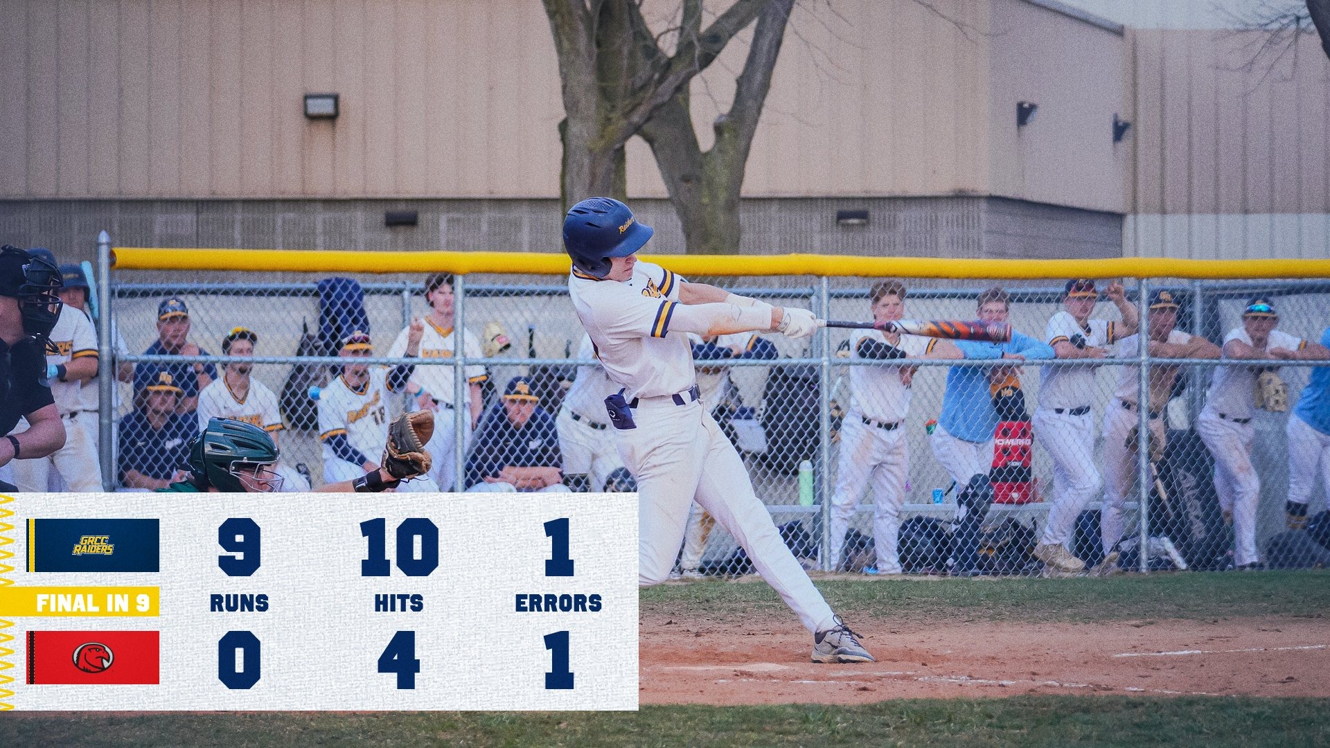4-7-26 grcc baseball 9 - lmc 0 grcc player swinging