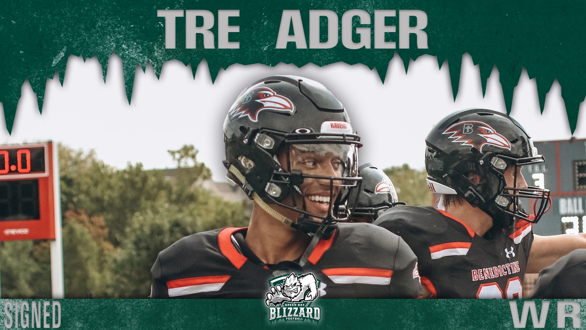 Blizzard Sign Wide Receiver Tre Adger Green Bay Blizzard