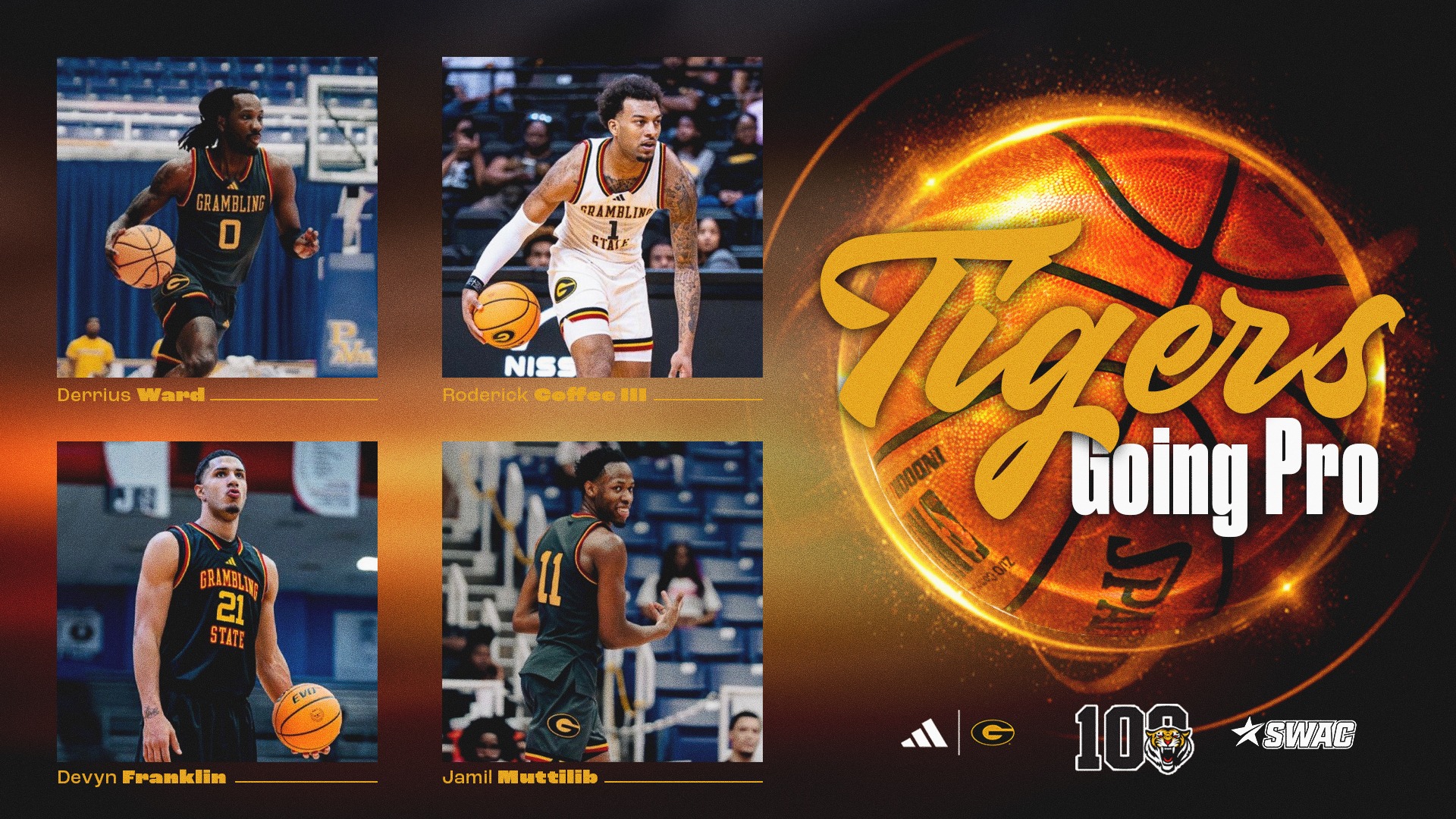 Former Tigers Rod Coffee, Derrius Ward, Jamil Muttilib and Devyn Franklin represent Grambling State on the international professional basketball stage