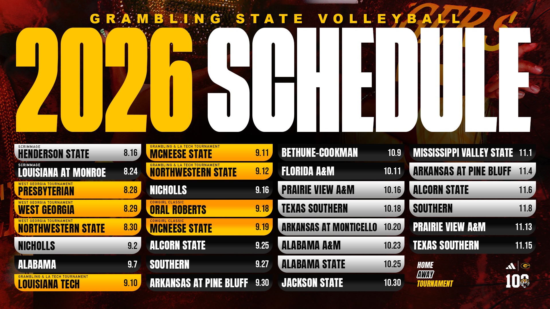 2026 Volleyball Schedule