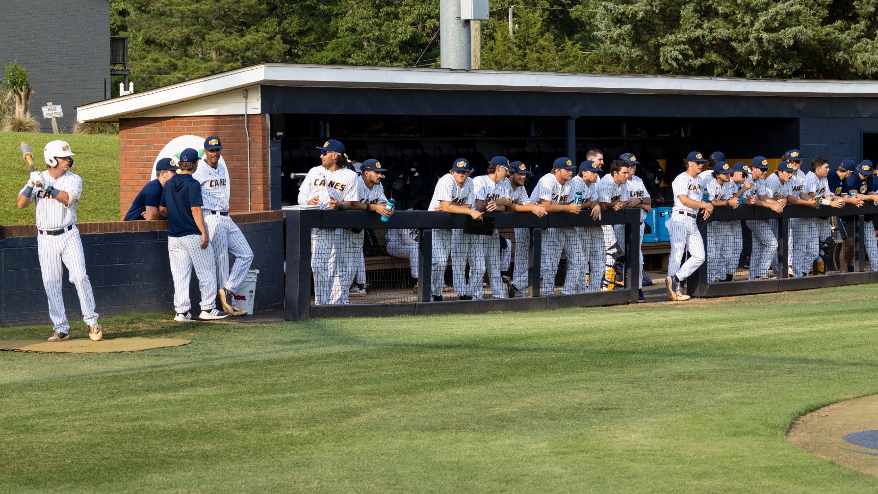 Baseball Team Standing at Dugout vs Lander 25