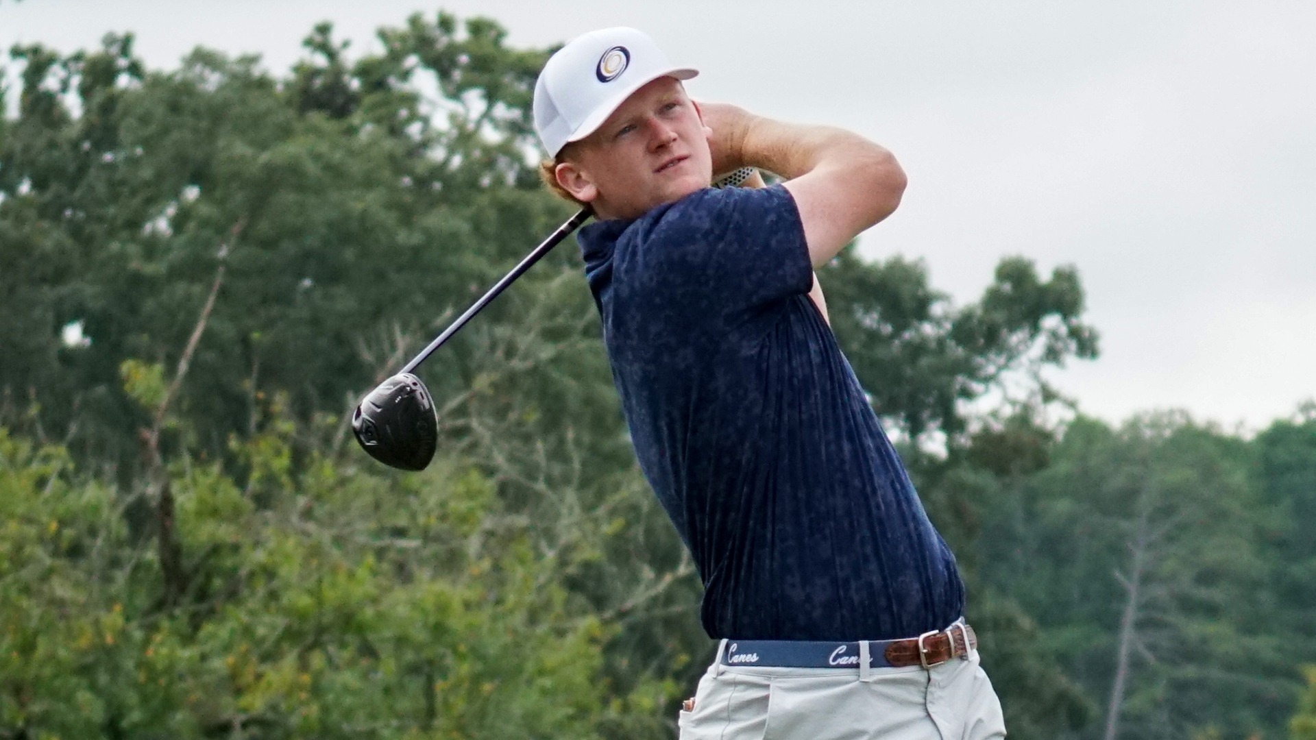 Jordan Jones follows through on drive during Hurricane Invitational