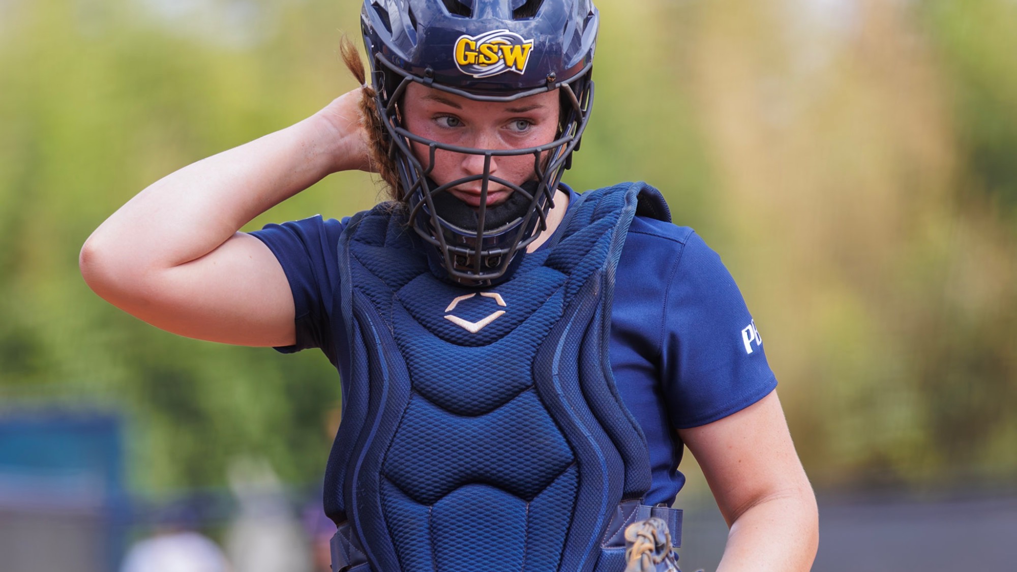 Garland in catchers gear vs Lander