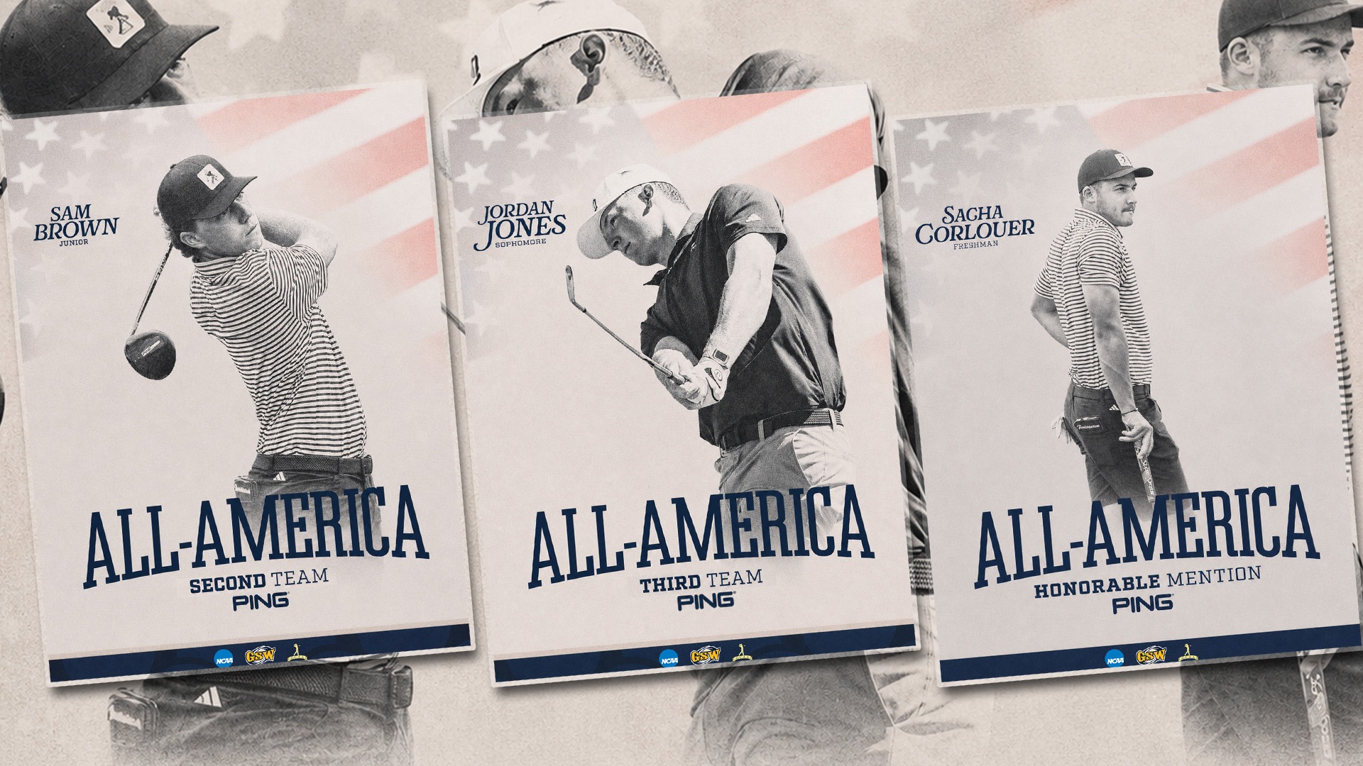 Graphic of three GSW all americans Brown Jones and Corlouer