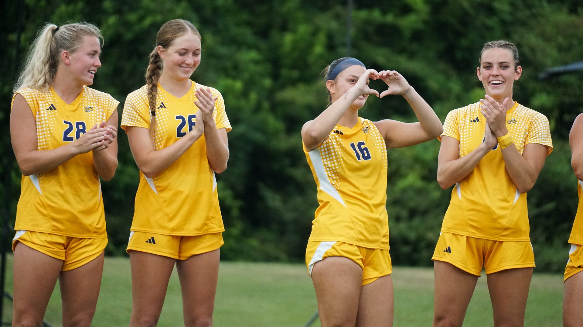 Portion of womens soccer starting lineup being announced vs AUM