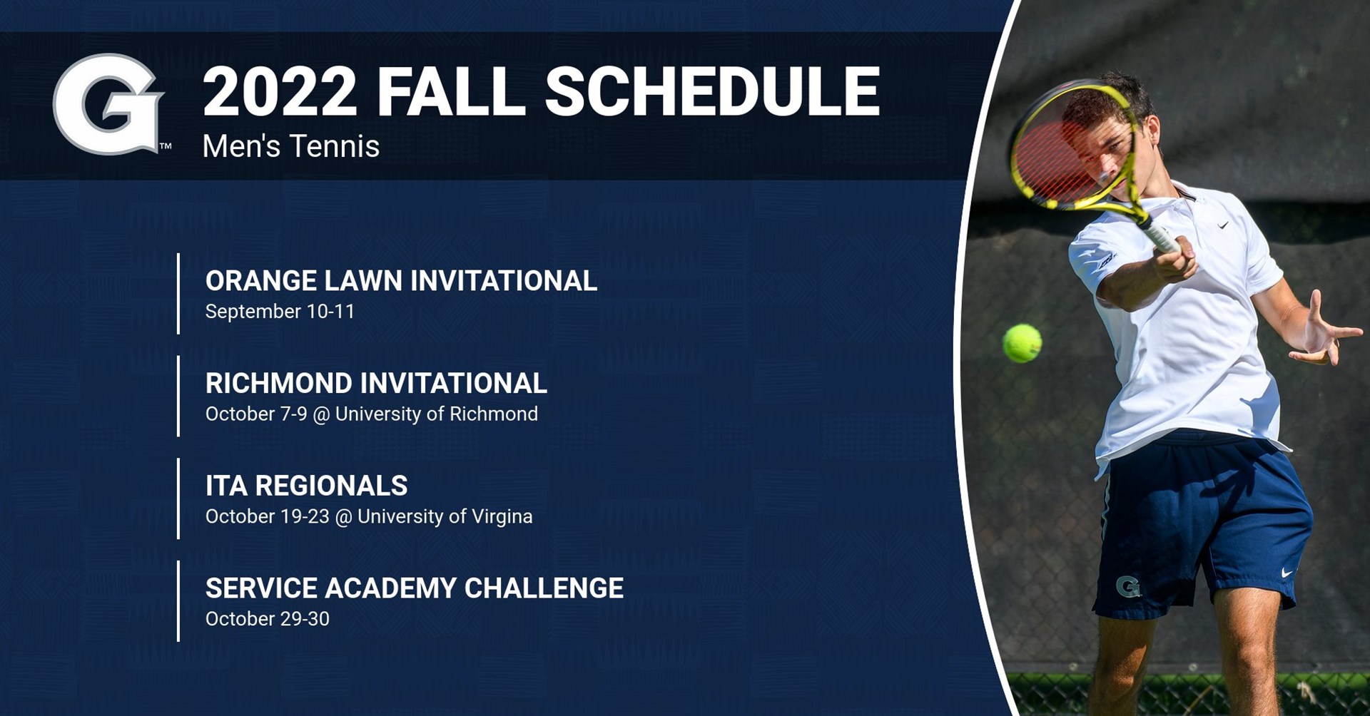 Men’s Tennis Announces 2022 Fall Schedule Presented by MedStar Health