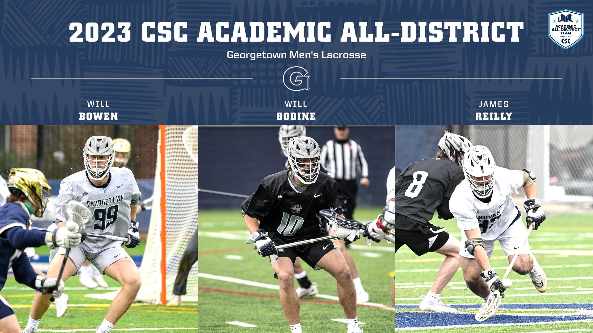 Bowen, Godine and Reilly Named CSC Academic AllDistrict