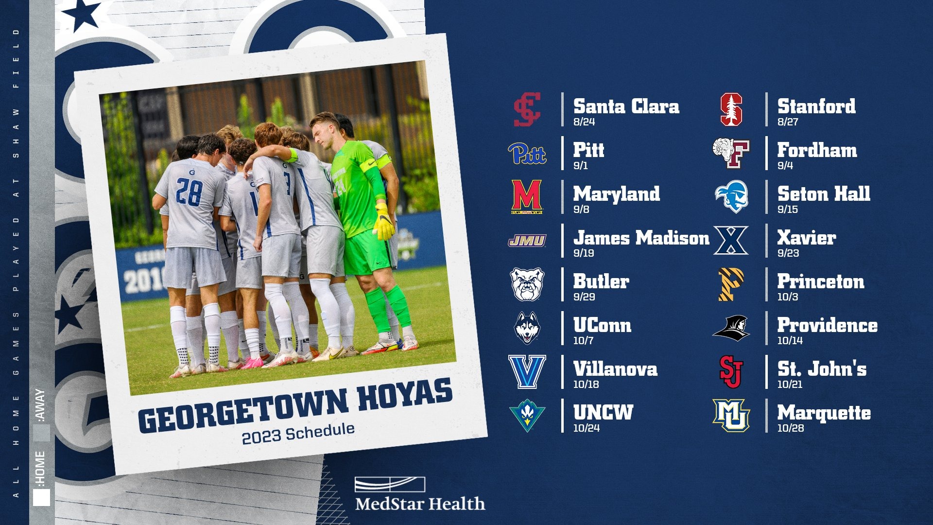 Men’s Soccer Announces 2023 Schedule Presented by MedStar Health