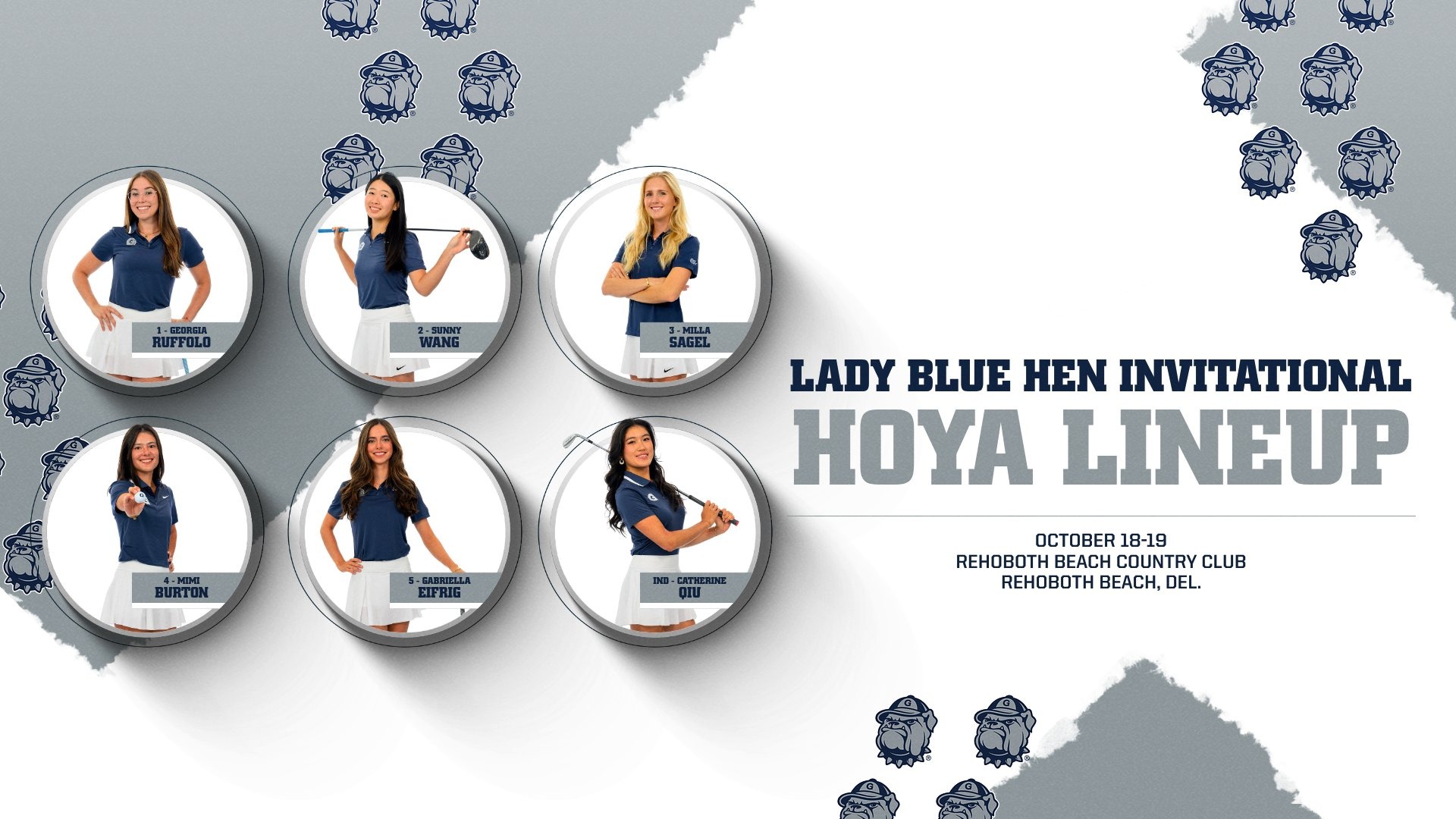 Women's Golf Lineup Graphic - Lady Blue Hen Invitational