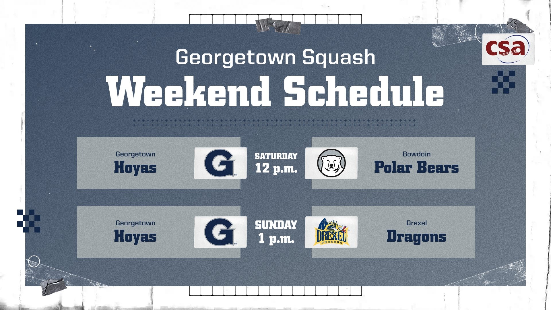 Georgetown Squash Schedule - November 21-22