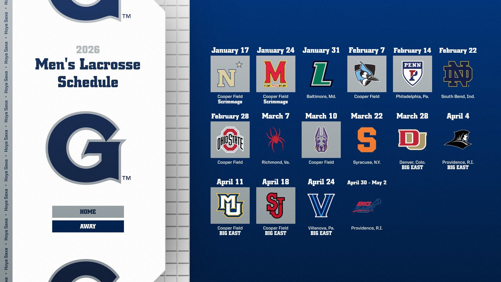 2026 Georgetown Men's Lacrosse Schedule