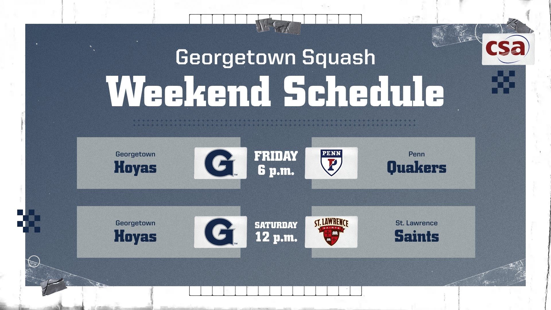 Squash Schedule - December 5-6, 2025