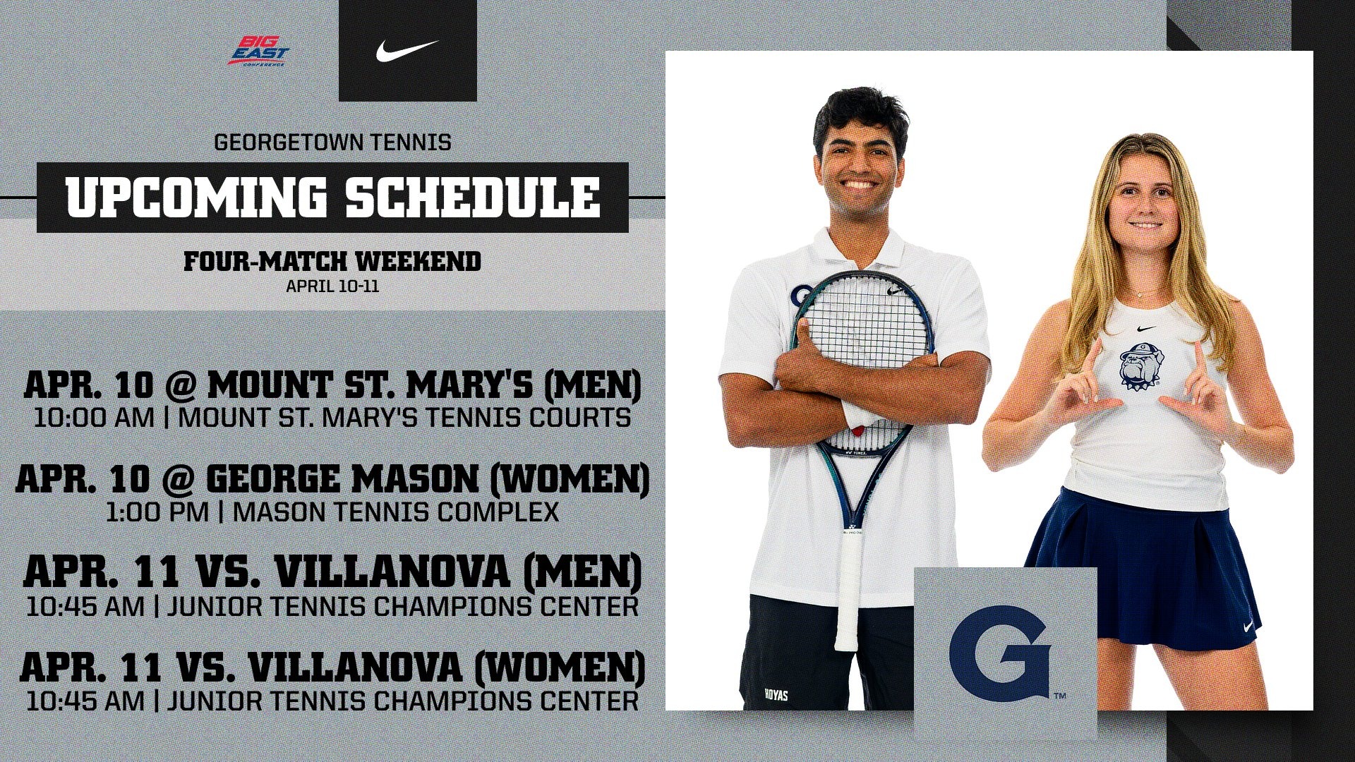 Tennis upcoming schedule