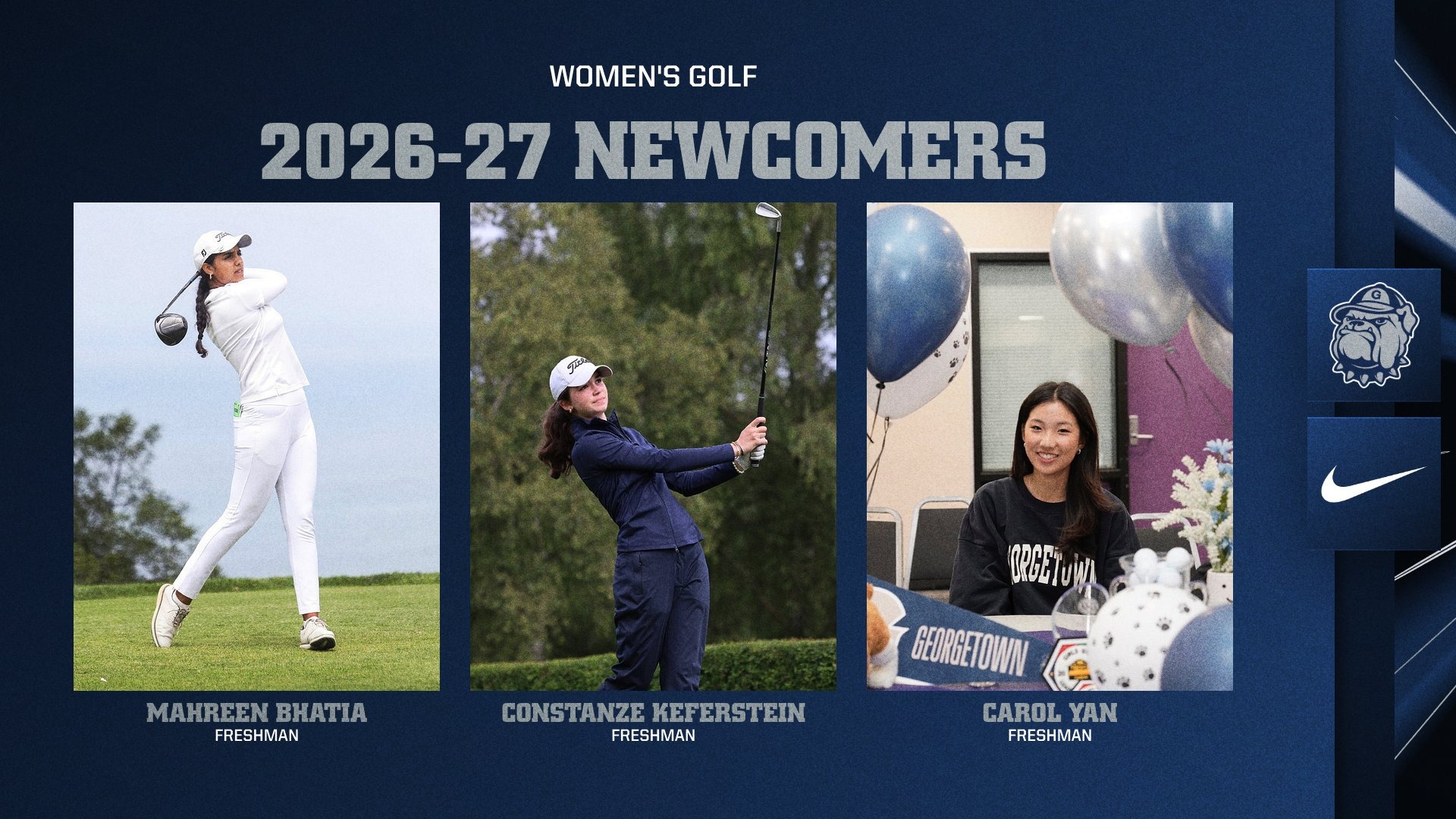 2026-27 Women's Golf Newcomers Graphic
