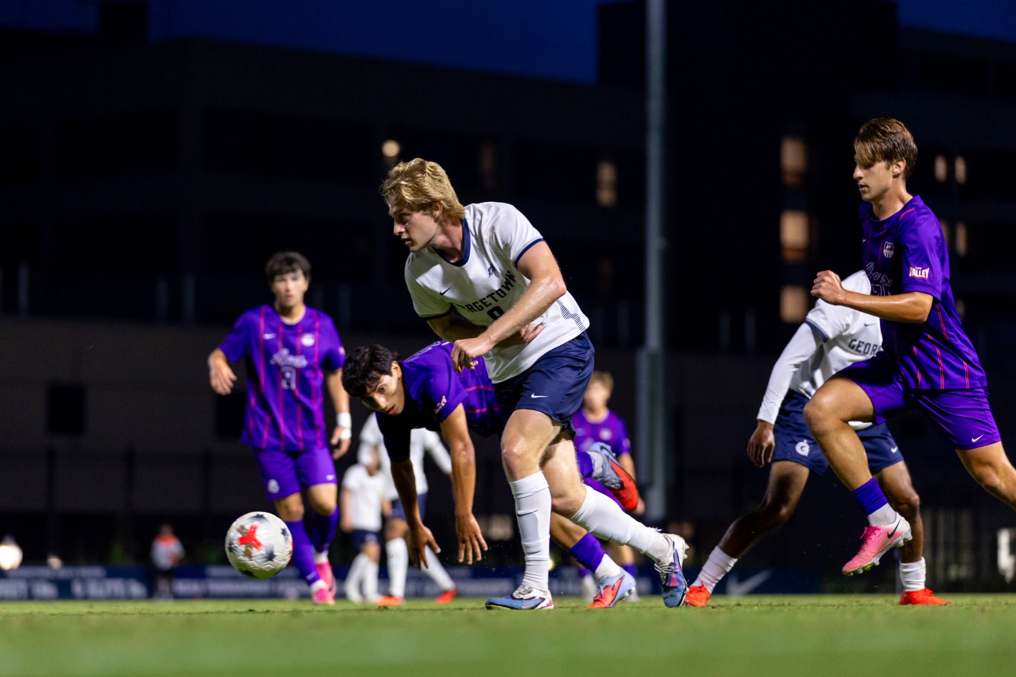 Men’s Soccer v. Evansville at Shaw Field in Washington, D.C., on Sept. 21, 2026. (Riley N. Sims/Georgetown Athletics)