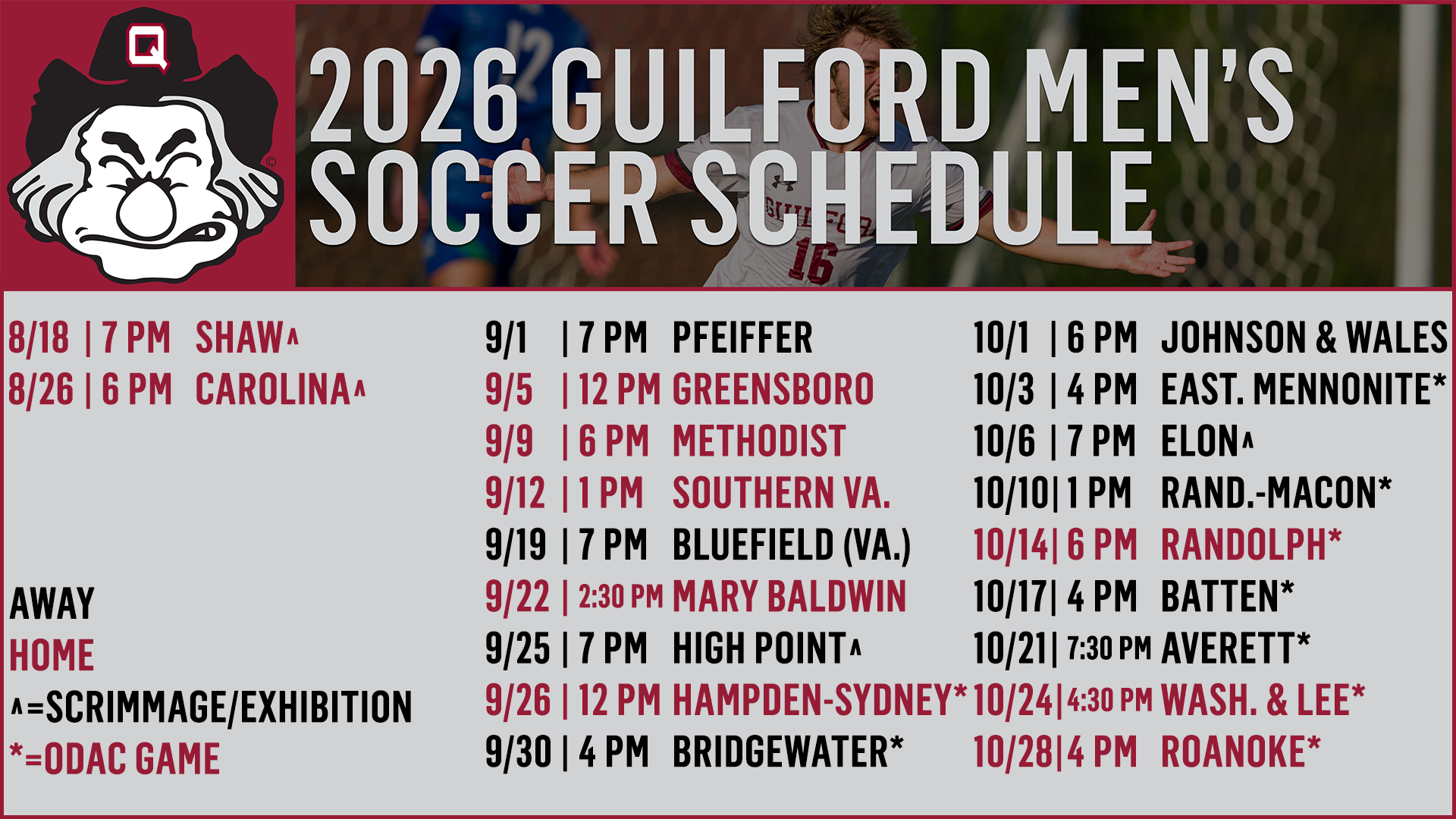 Men's Soccer Schedule 2026