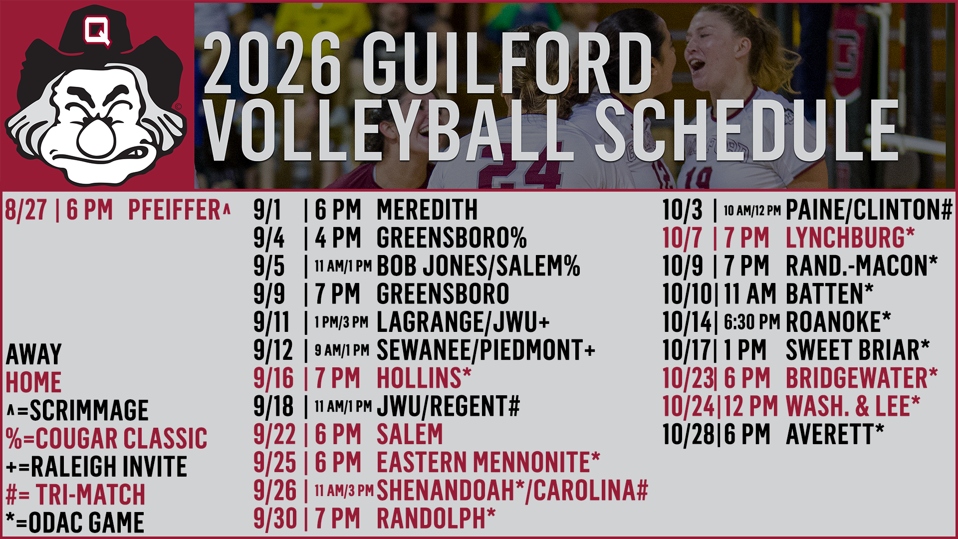 VB Schedule 2026