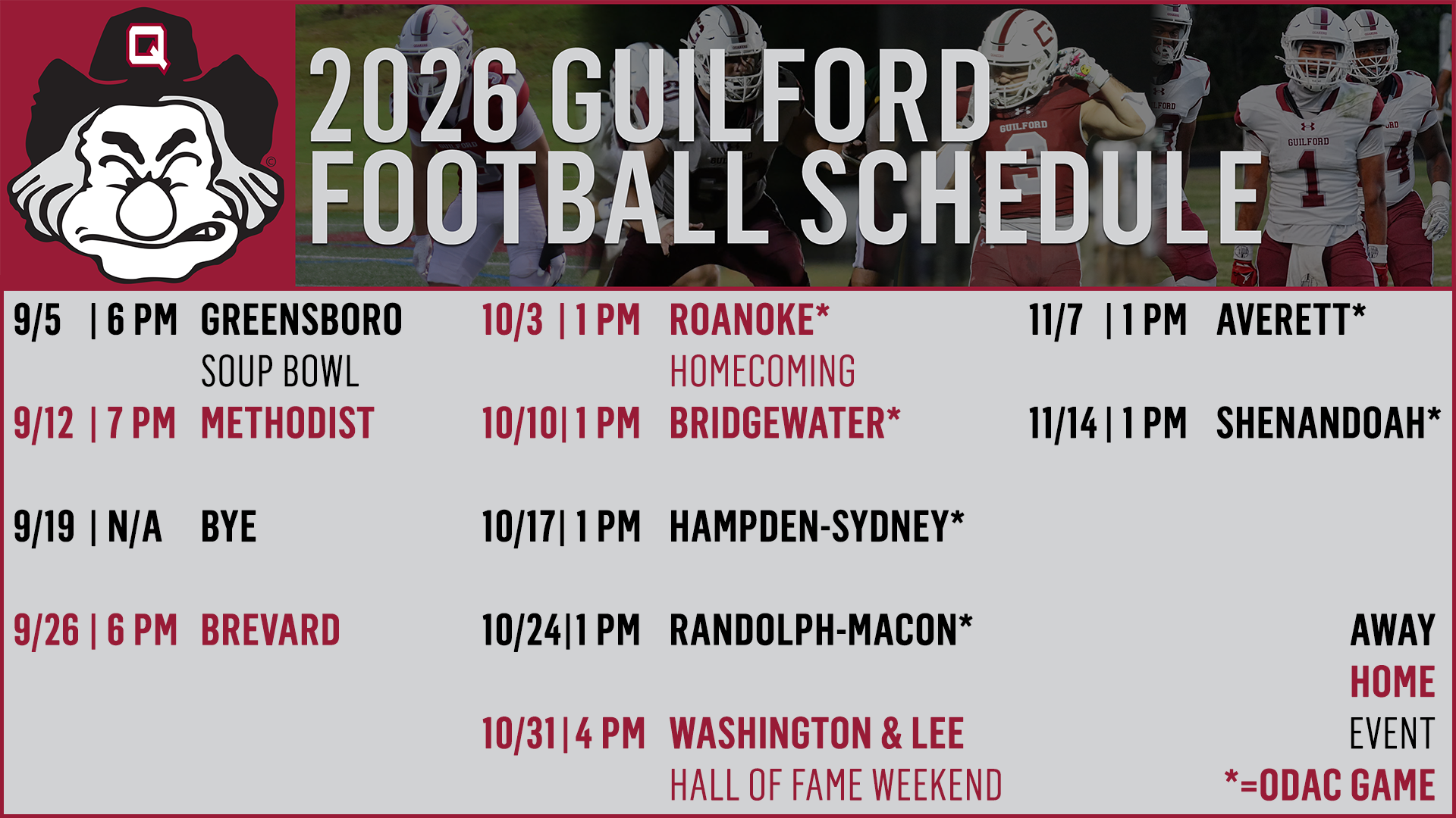 FOOT Schedule 2026
