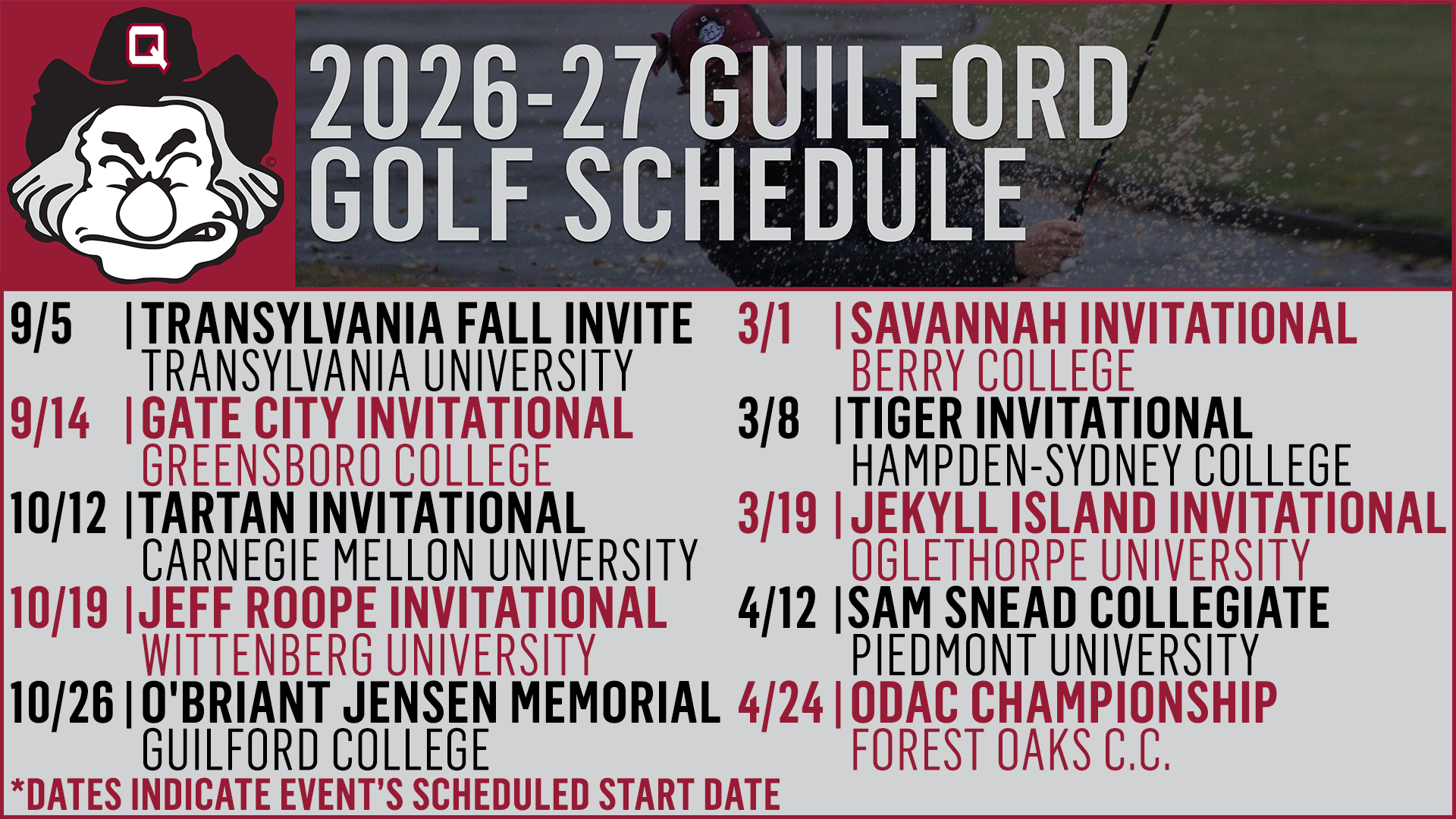 MGOLF Schedule