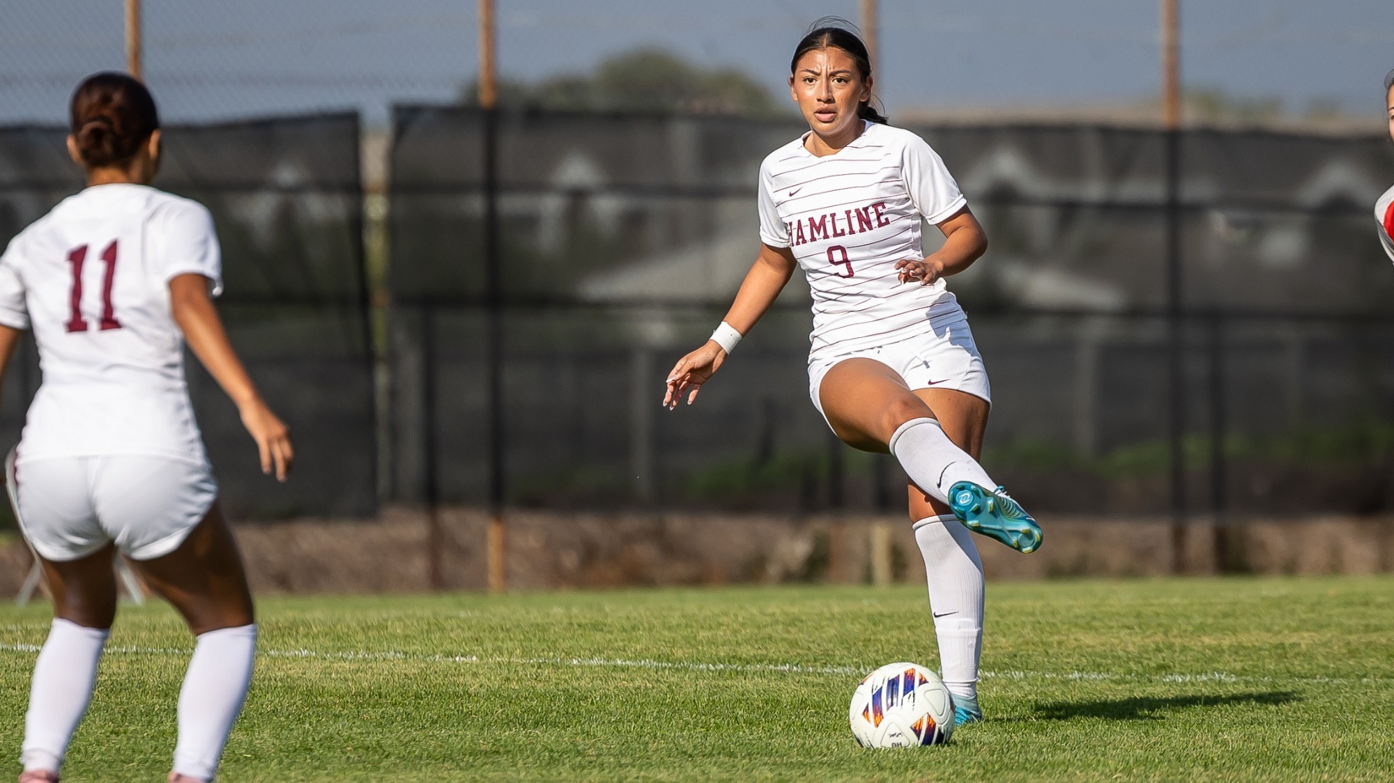 Mia Silva kicking the ball