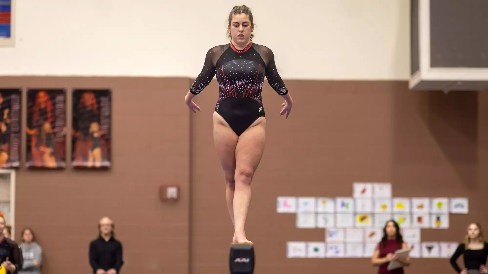 Kaitlyn Morgan on balance beam, Hamline Women's Gymnastics vs. Gustavus