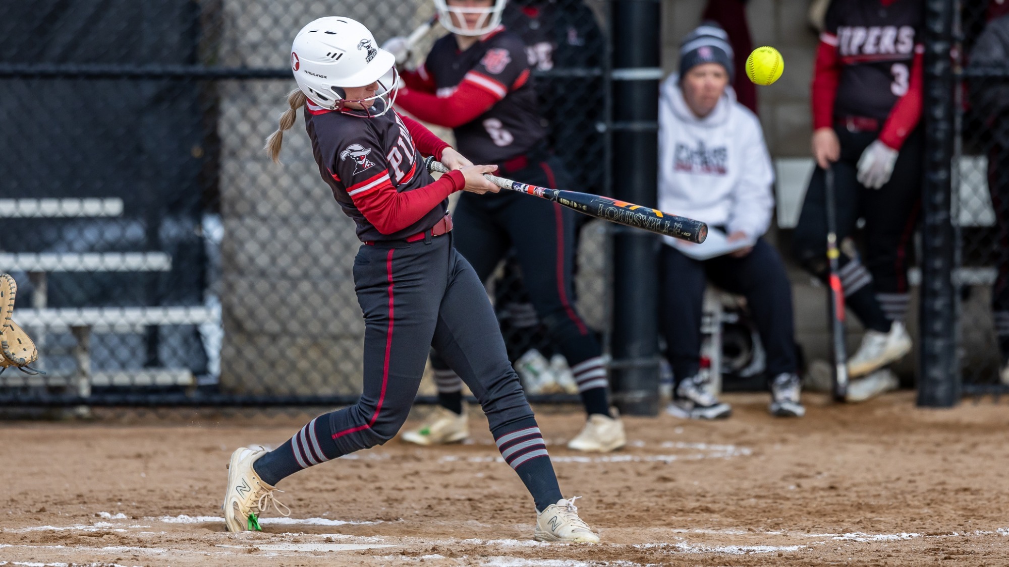 Mikenna Johnson hits the ball, Hamline Softball vs Bethel 2026