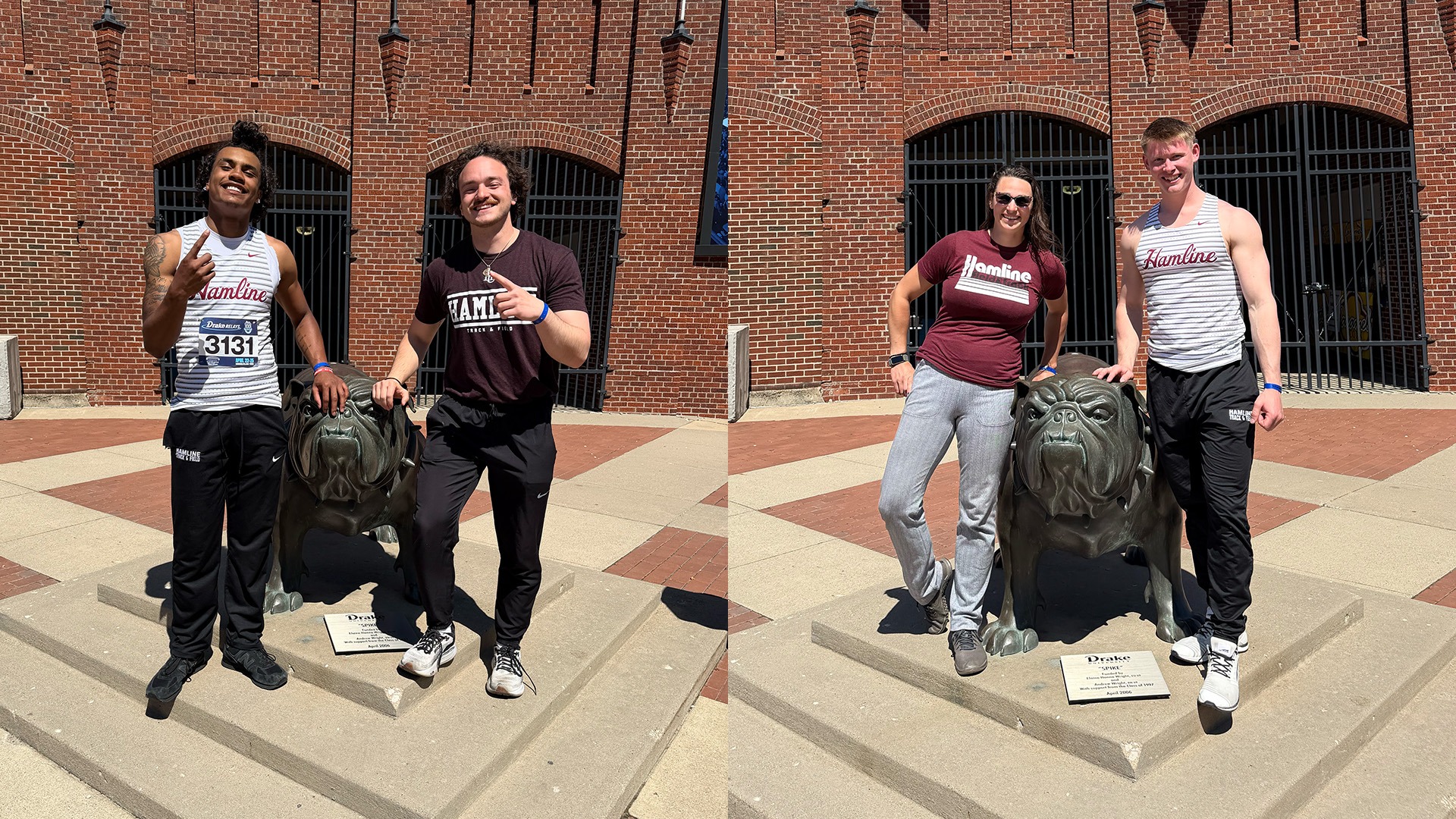 Watson and Schloeder at Drake Relays 2026 with coaches