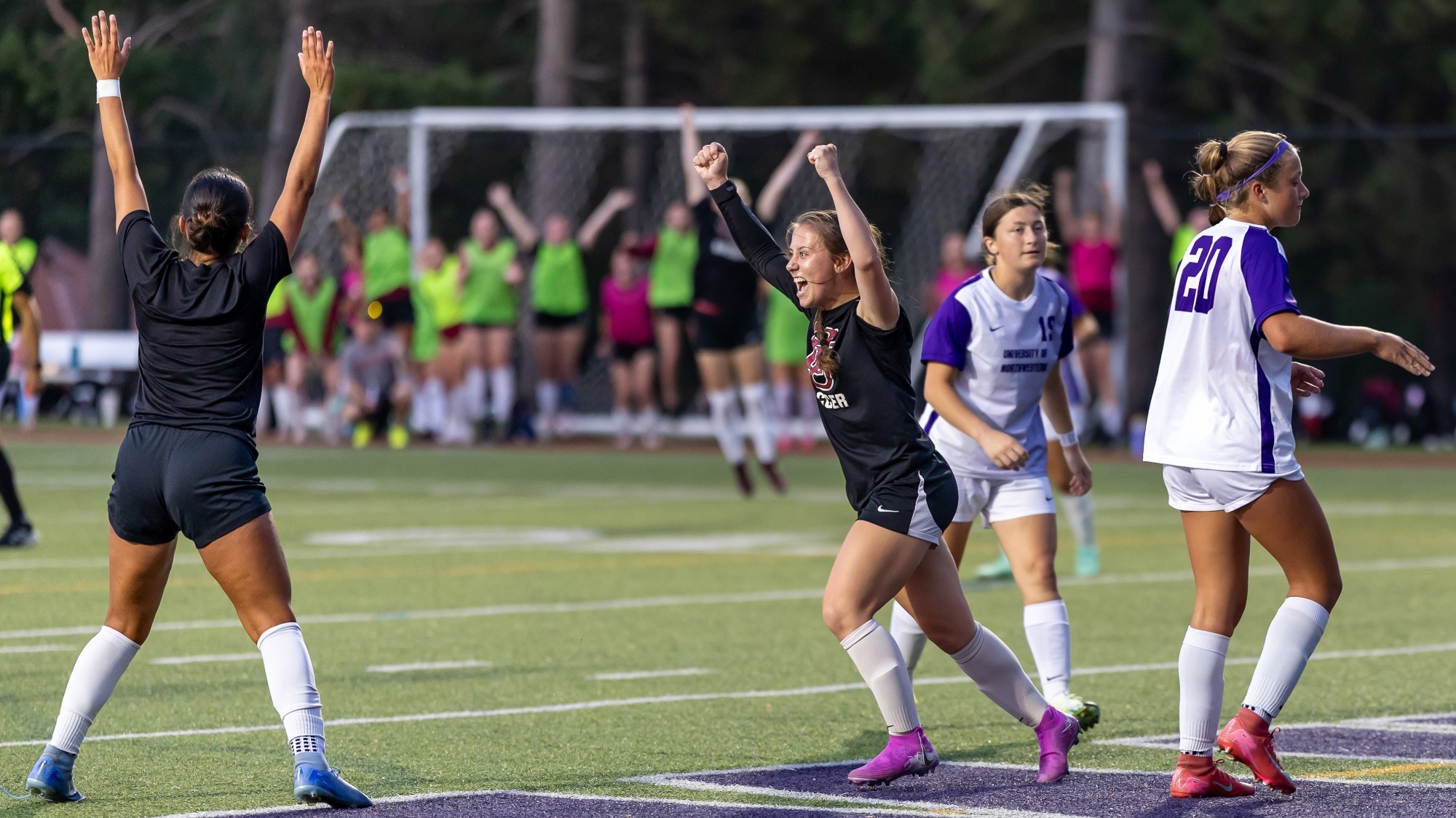 Alexi Schnider celebration during exhibition vs Northwestern