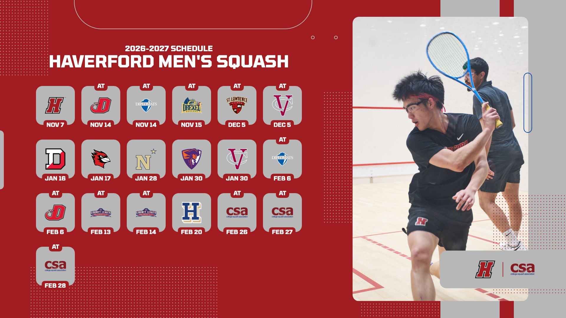 Men's Squash 2026-2027 Schedule 