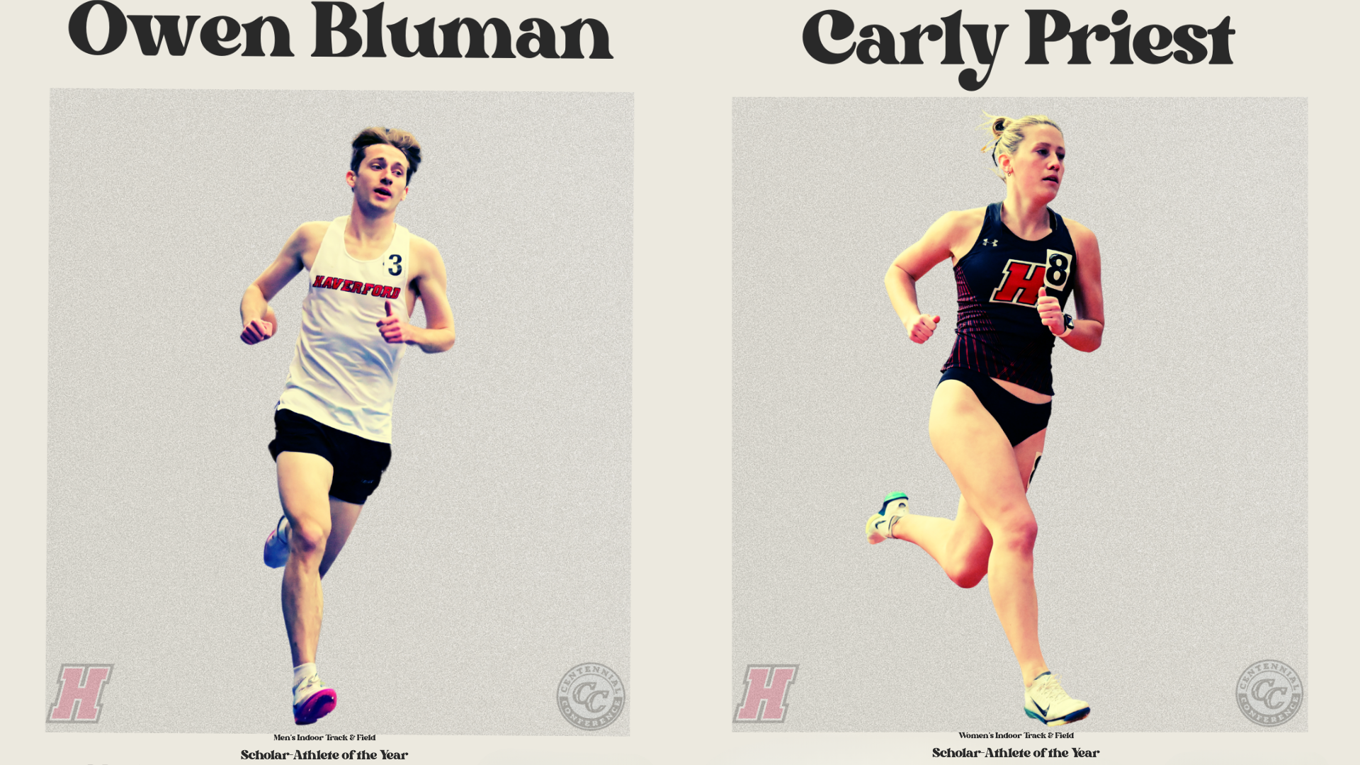 The release was headlined by a pair of track & field standouts being named Scholar-Athletes of the Year. The honor is presented to a junior or senior with the highest cumulative GPA among All-Centennial selections. Owen Bluman (Pittsburgh, Pa.) and Carly Priest (Columbus, Ohio) each earned that distinction for their respective sports. 