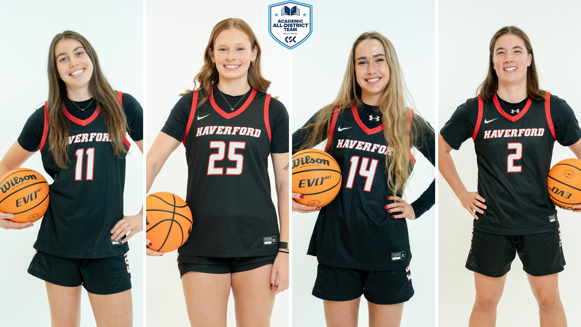 Women's Basketball CSC Academic All-District (Orza, Feifer, Jakway, Mercer)