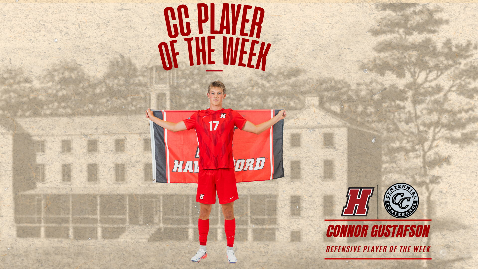 Connor Gustafson wins Defensive Player of the Week for Men's Soccer