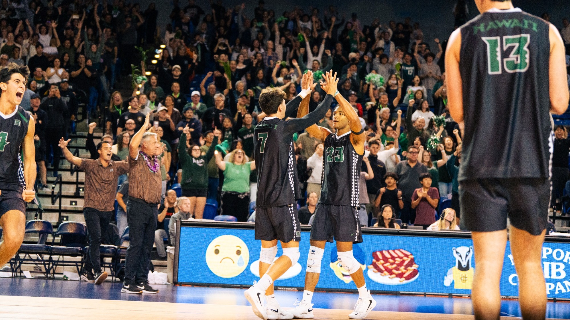 Louis Sakanoko & Adrien Roure celebrate vs UC Irvine