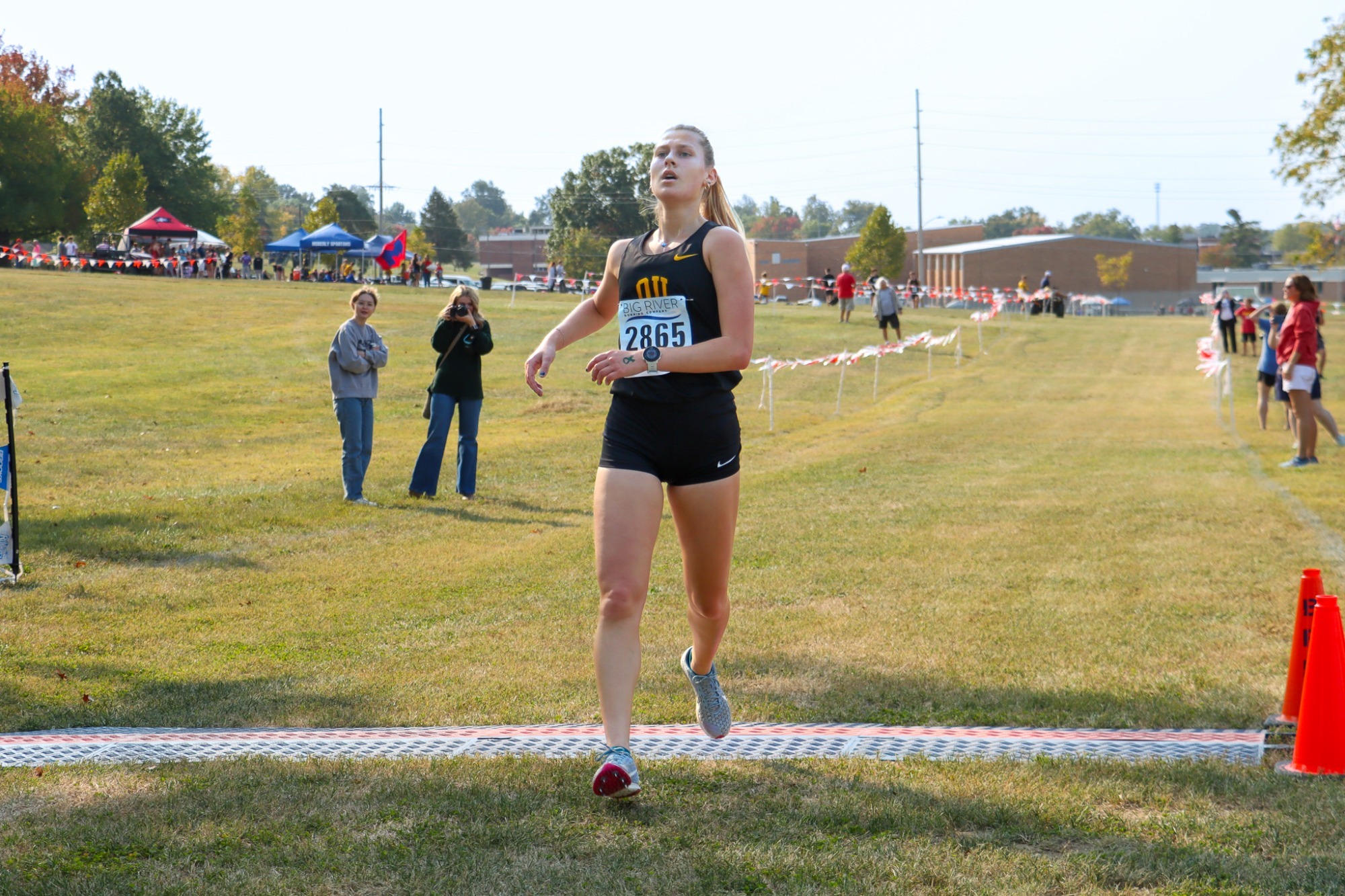Katie Park crosses the finish line at Hannibal-LaGrange