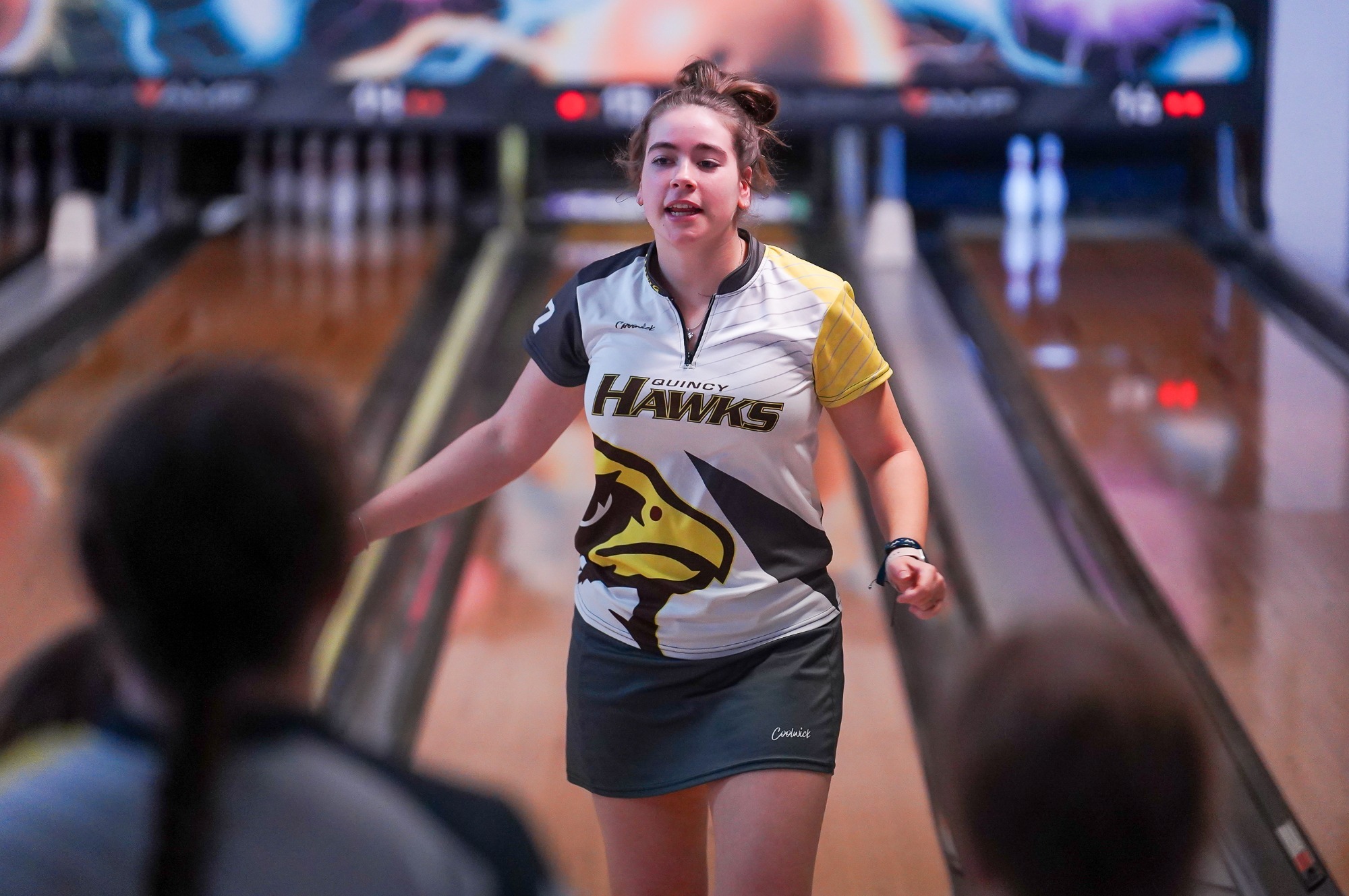 Hayden Bennet celebrates a good bowl.