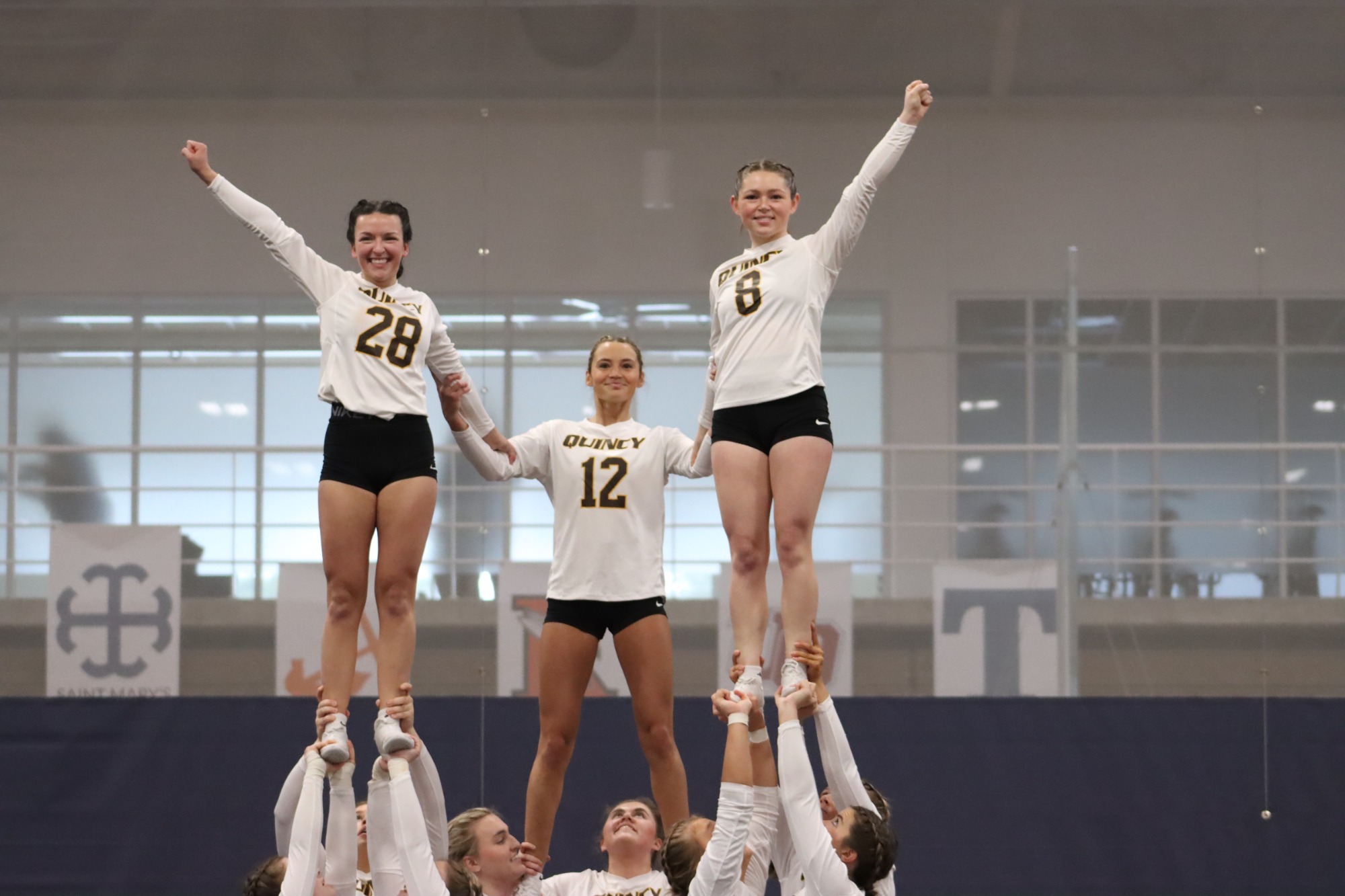 STUNT finishes their pyramid round on top.
