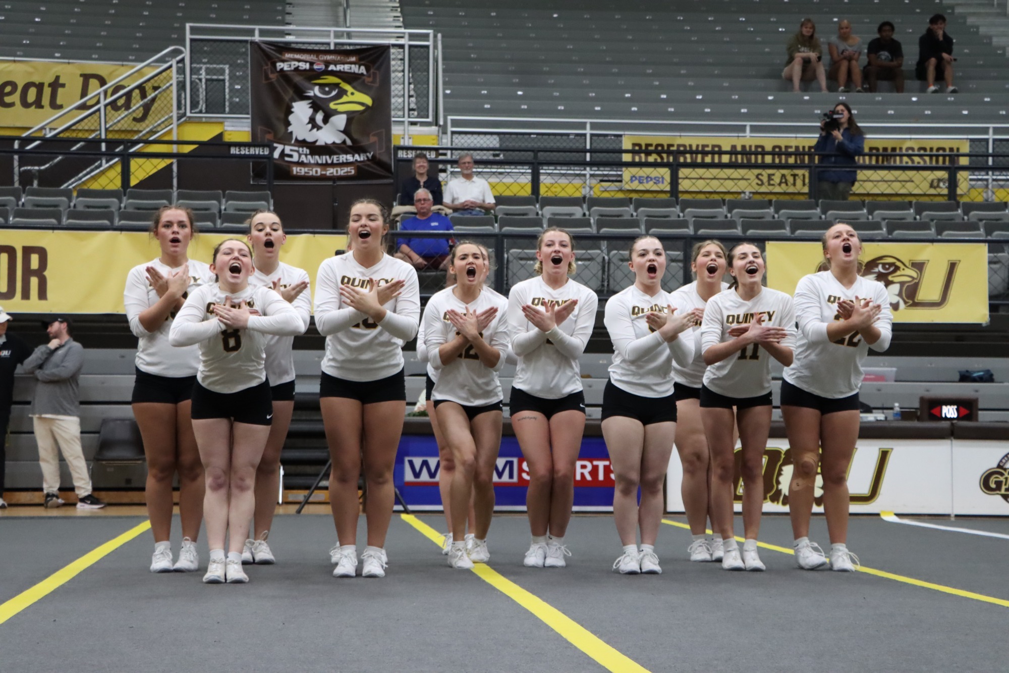 The STUNT Team yells Hawk Yeah after a routine.