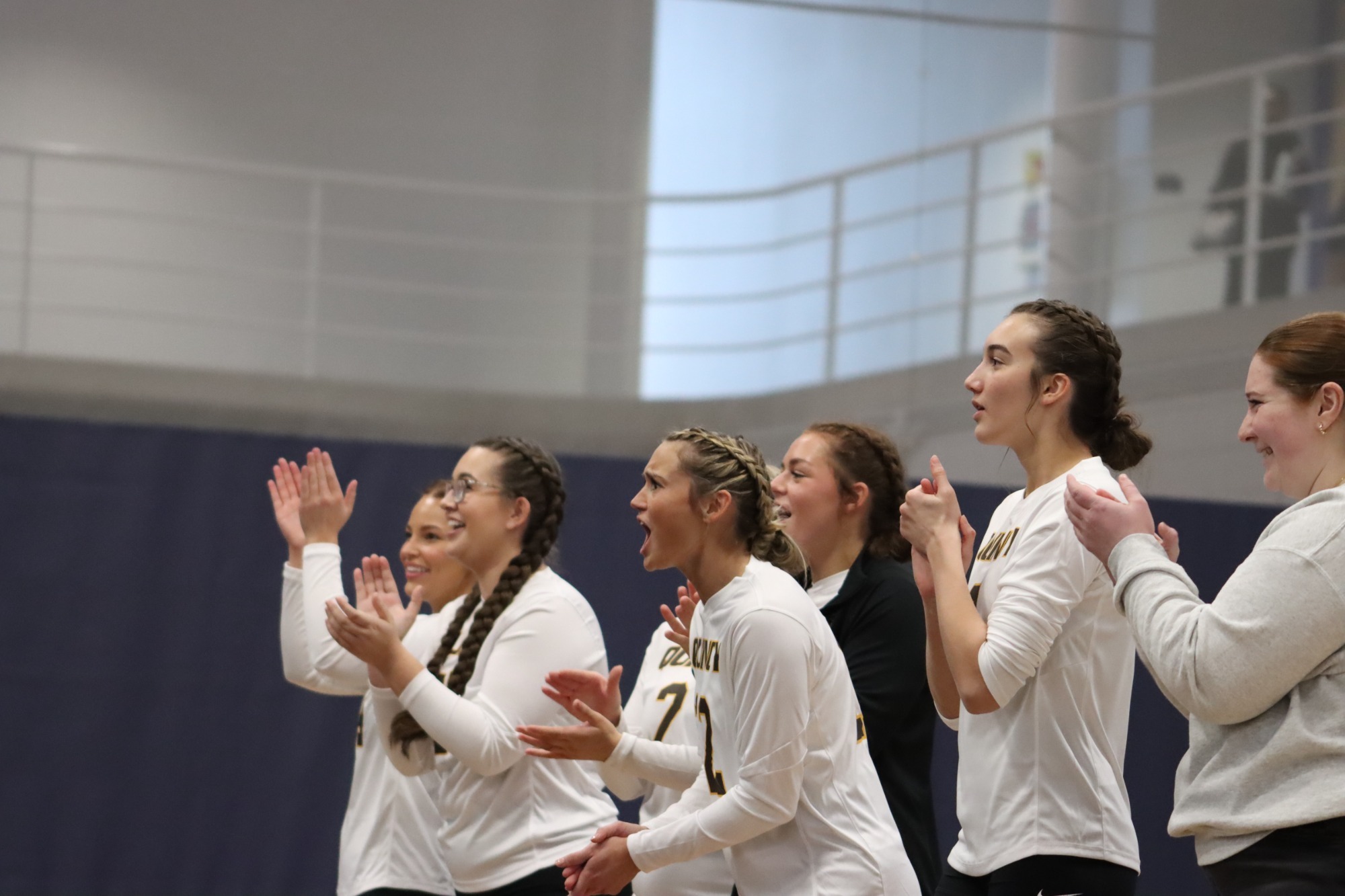 The Hawks cheer on a near-perfect routine at STUNT