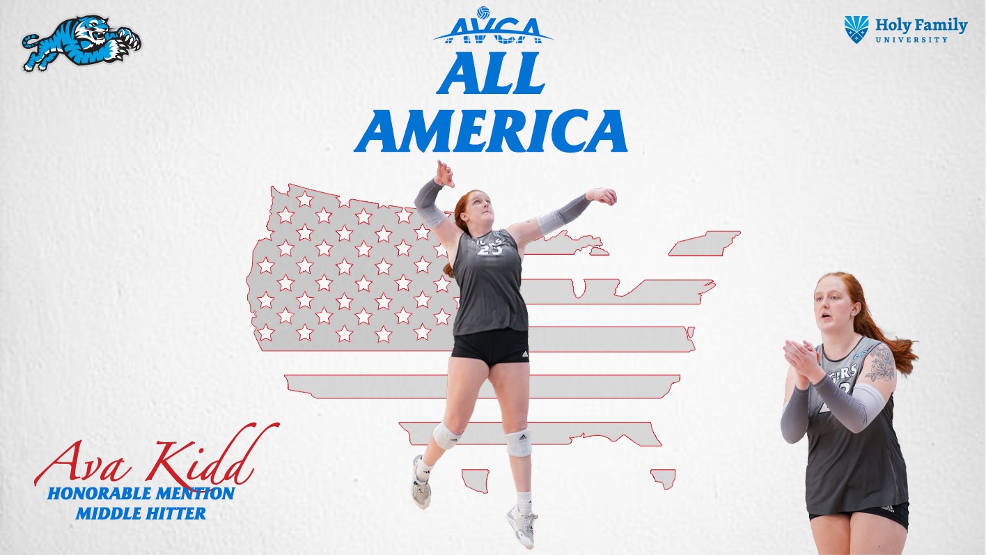 A graphic for Ava Kidd being named Honorable Mention All-America by the AVCA