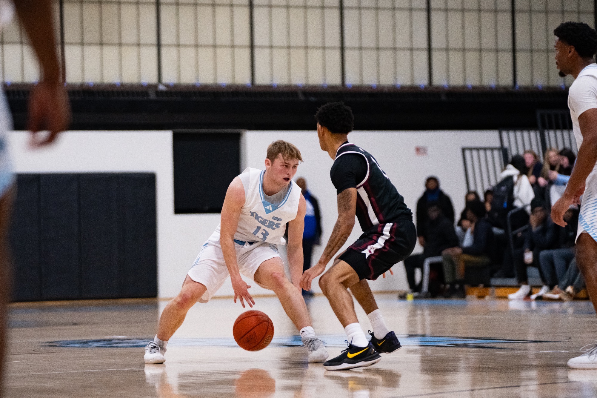 Matt Gardler dribbles in front of an opponent 