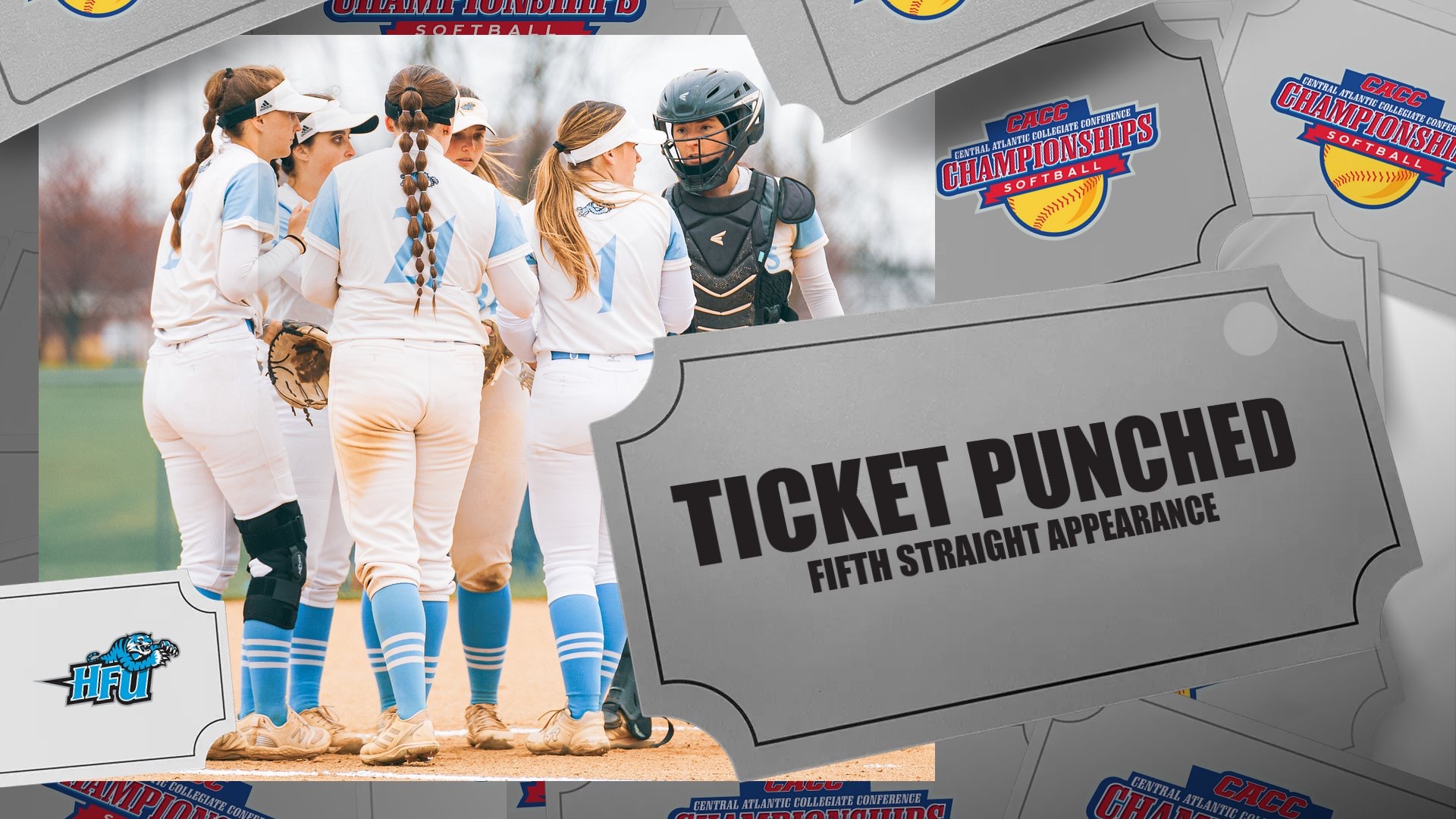 A graphic for HFU clinching a berth in the 2025 CACC Tournament